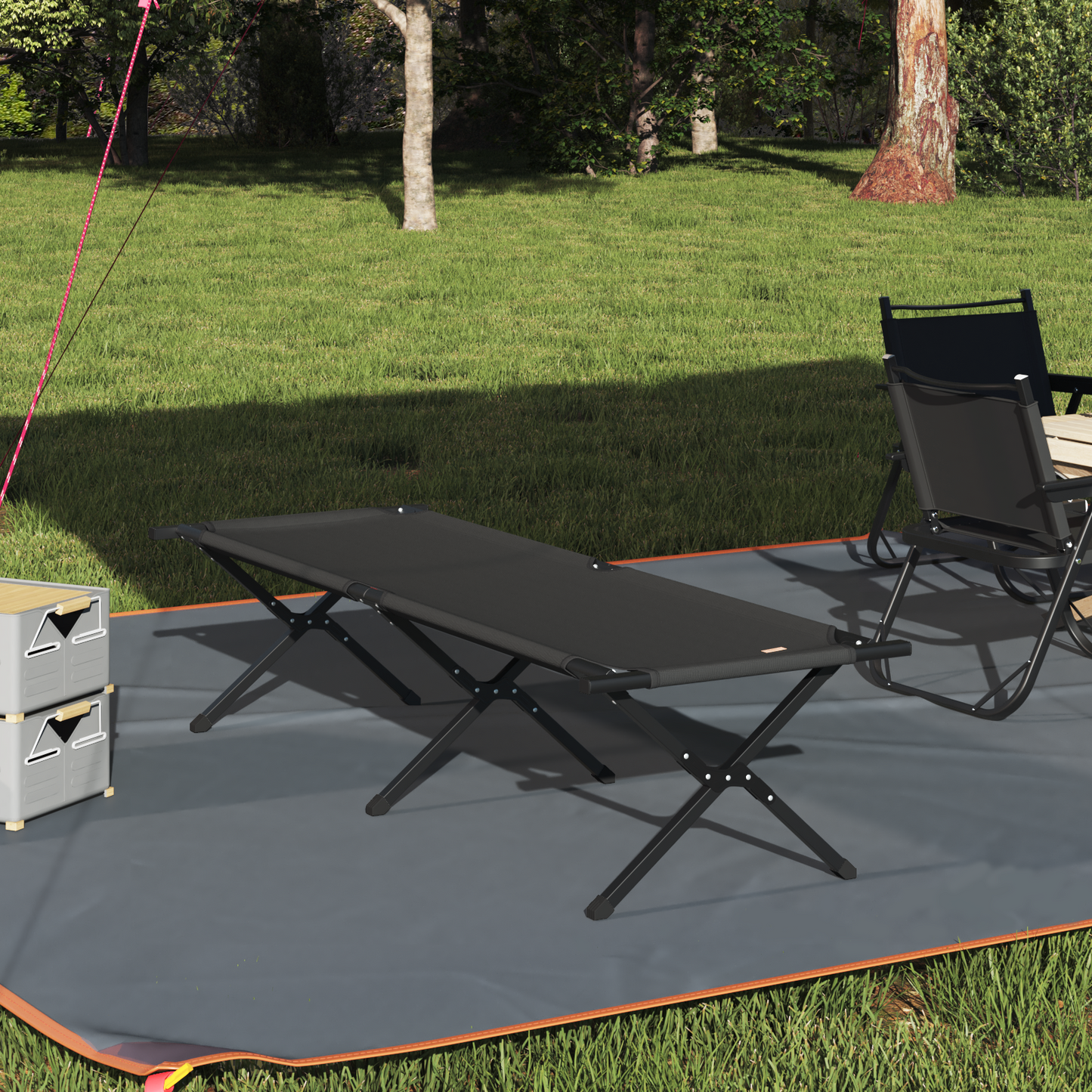 Sammenleggbar camping seng Svart 193 x 69 x 45 cm Oxford-stoff
