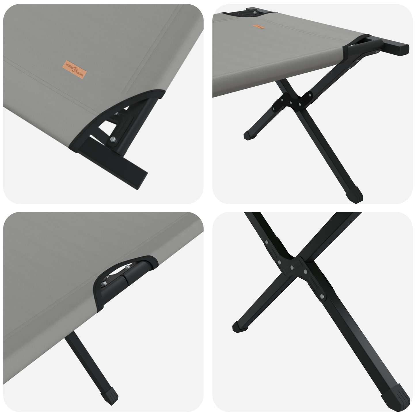 Sammenleggbar camping seng Grå 193 x 69 x 45 cm Oxford-stoff