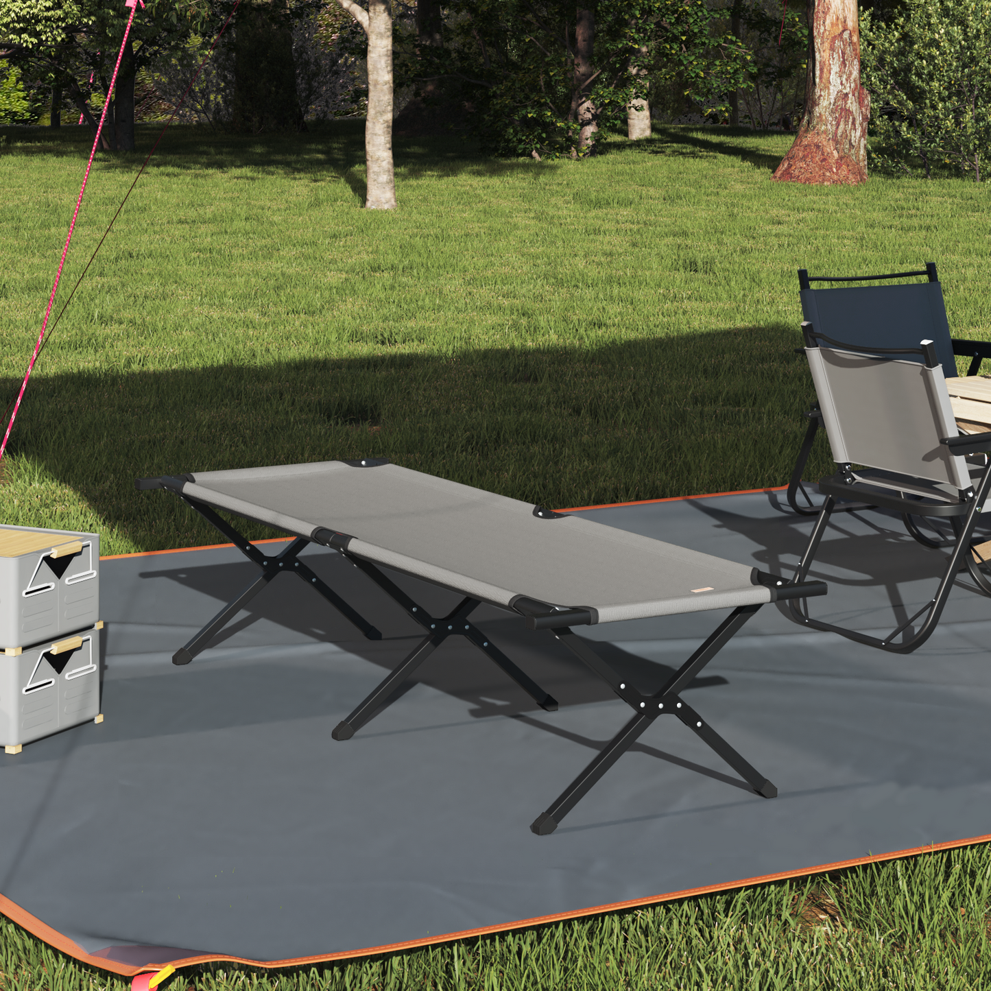 Sammenleggbar camping seng Grå 193 x 69 x 45 cm Oxford-stoff