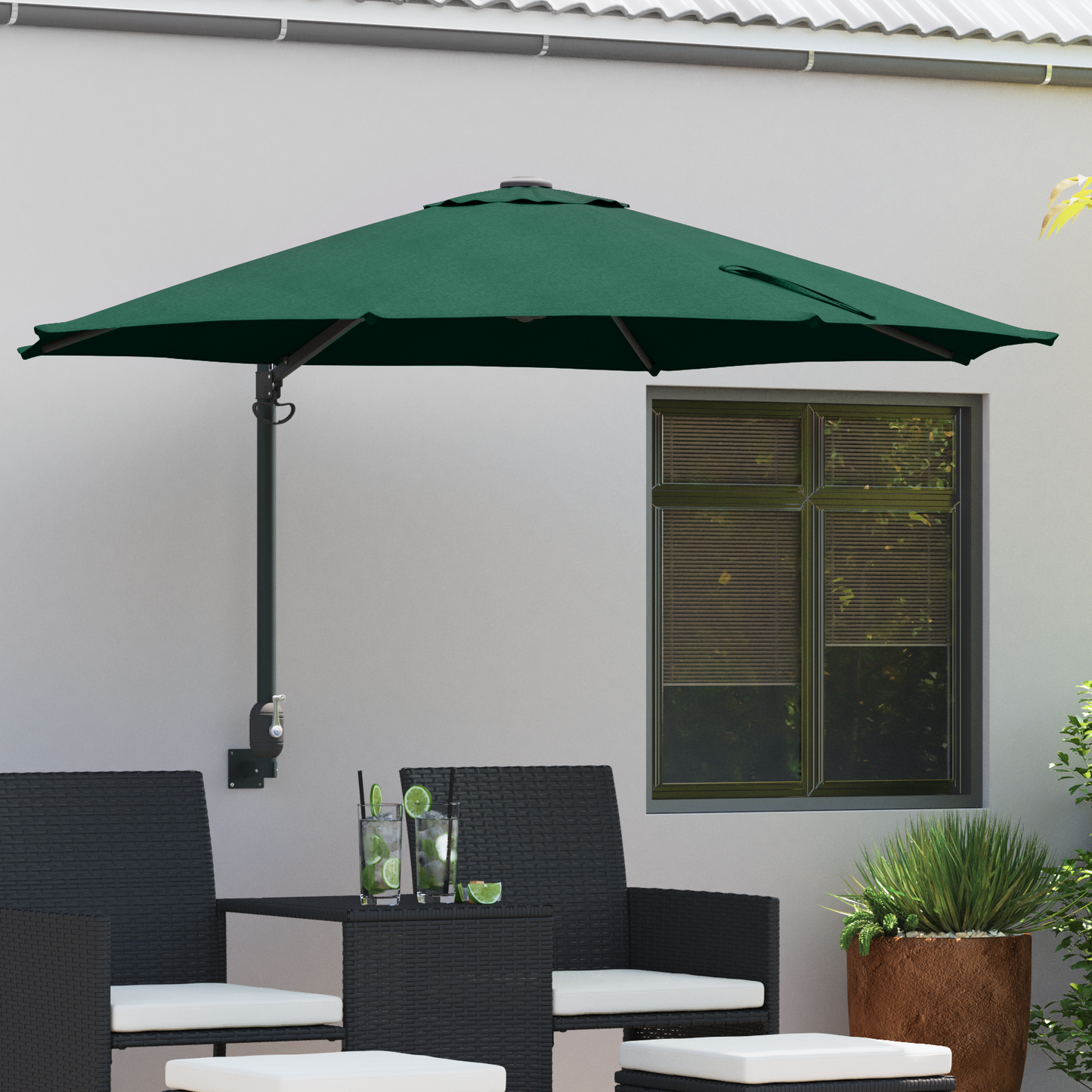 Hageparasol grønn 248 x 248 x 148 cm Polyester og stål
