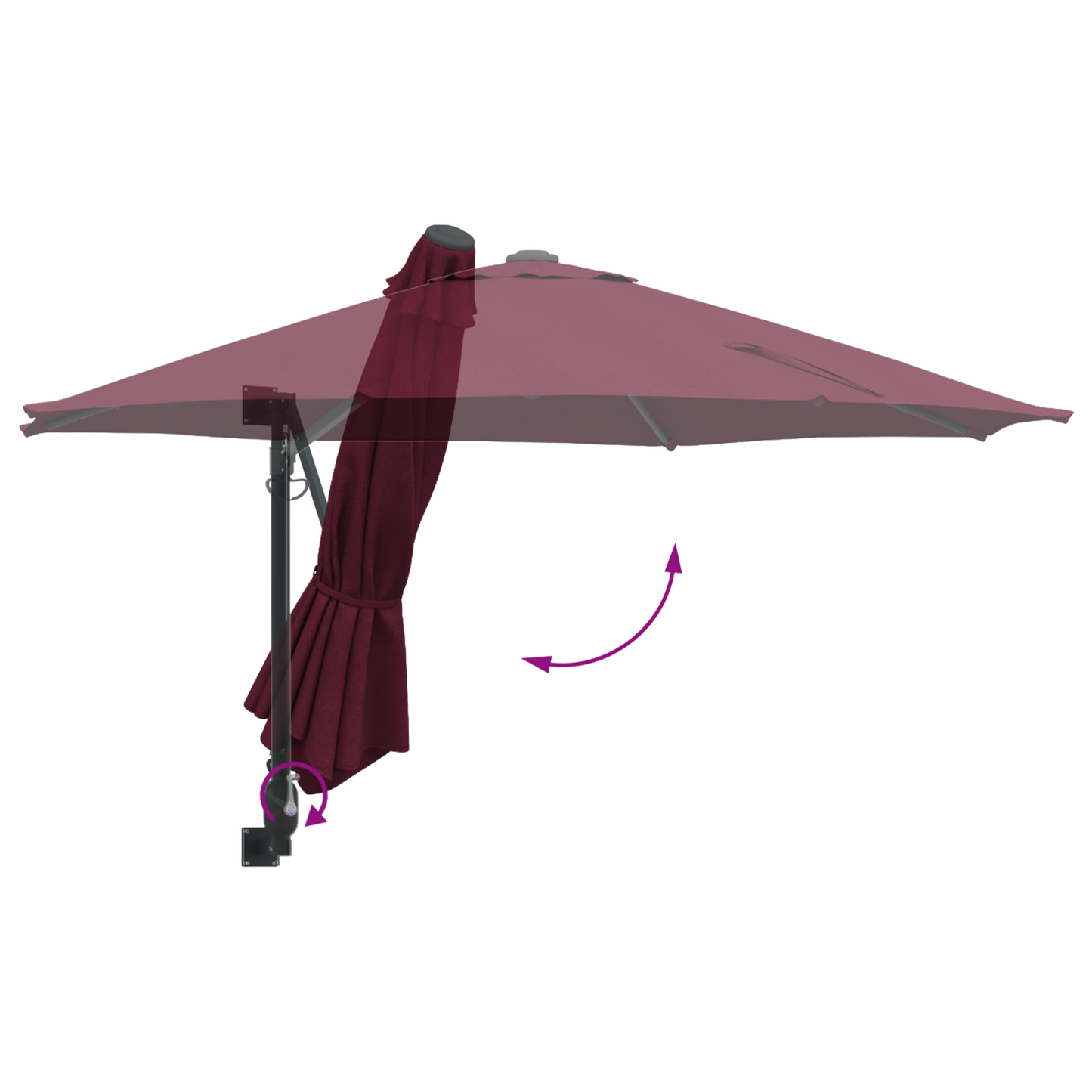 Hageparasol Bordeaux Rød 248 x 248 x 148 cm Polyester og stål