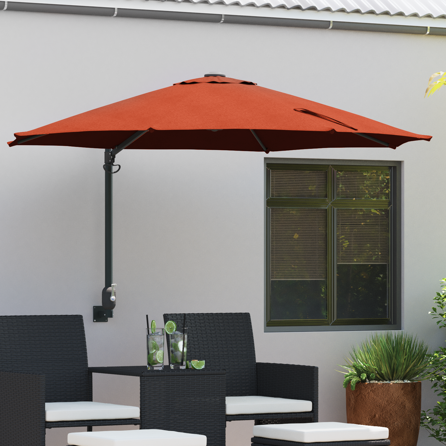 Hageparasol Terrakotta 248 x 248 x 148 cm Polyester og stål