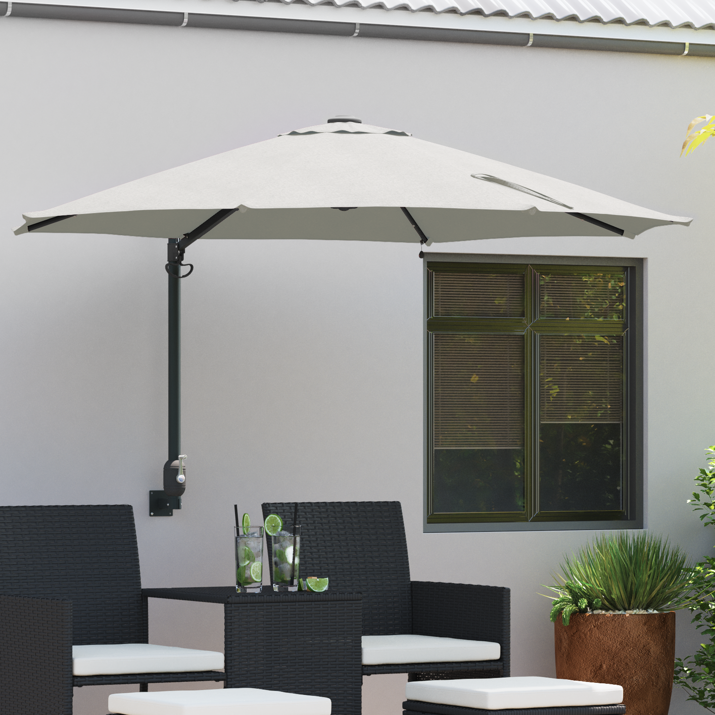 Hageparasol sand 248 x 248 x 148 cm Polyester og stål