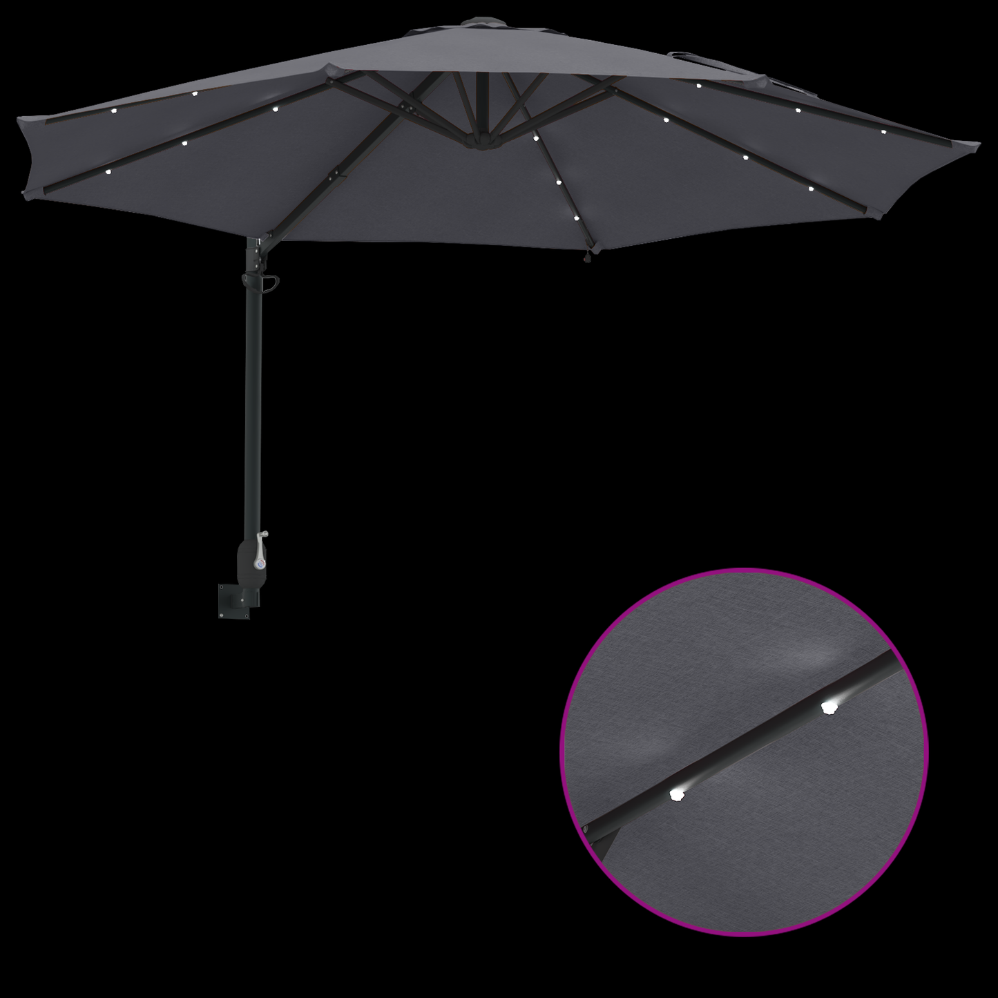 Hageparasol Antrasitt 248 x 248 x 148 cm Polyester og stål