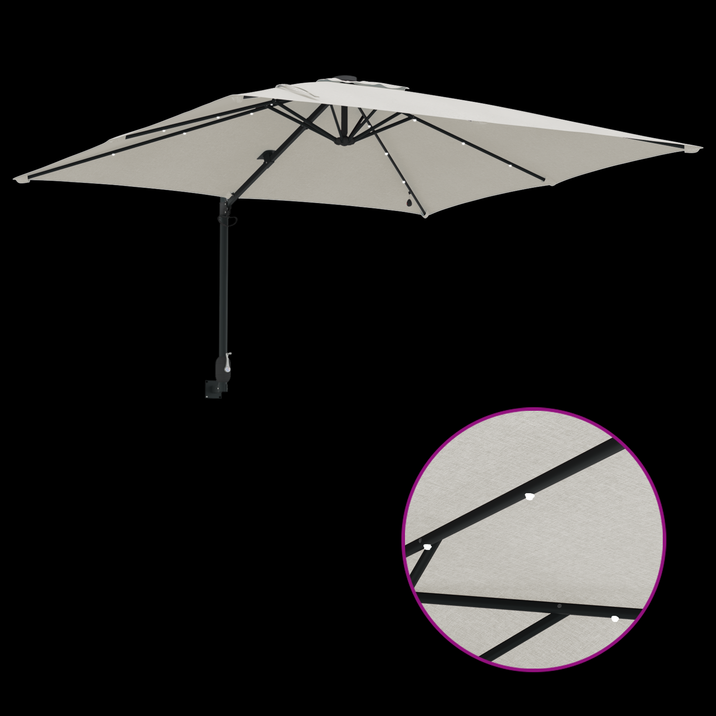 Hageparasol sand 248,5 x 247,5 x 160 cm Polyester og stål
