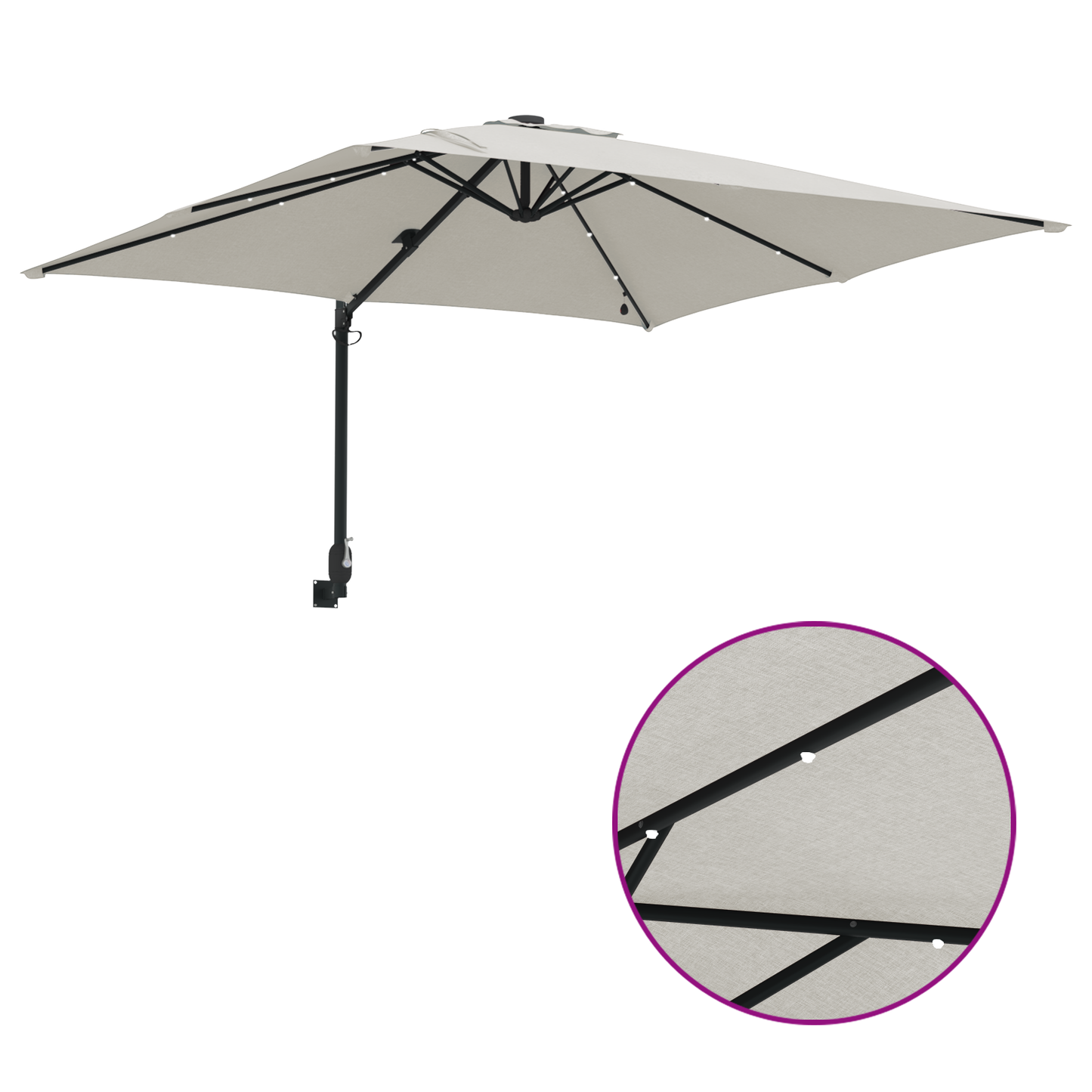 Hageparasol sand 248,5 x 247,5 x 160 cm Polyester og stål