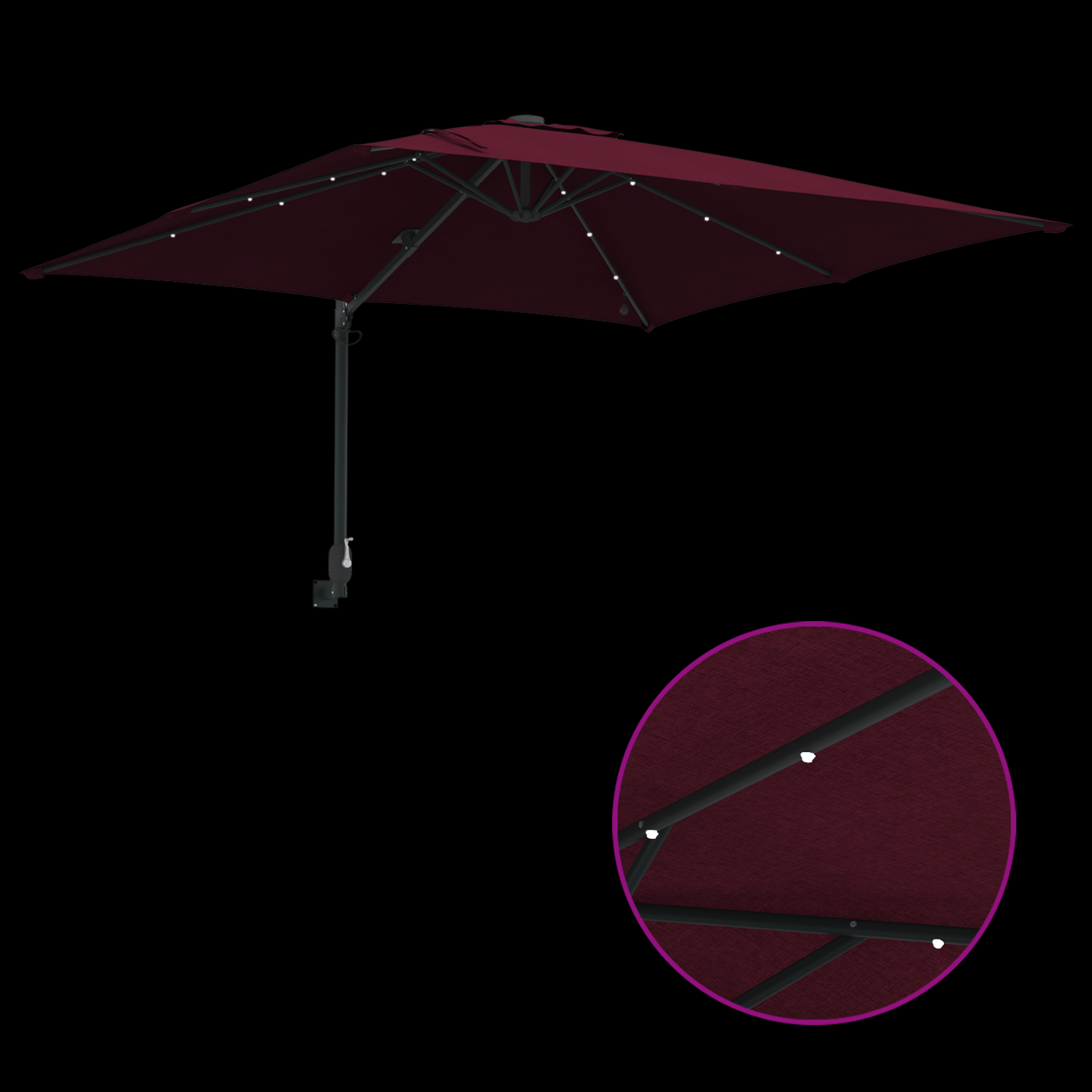 Hageparasol Bordeaux Rød 248,5 x 247,5 x 160 cm