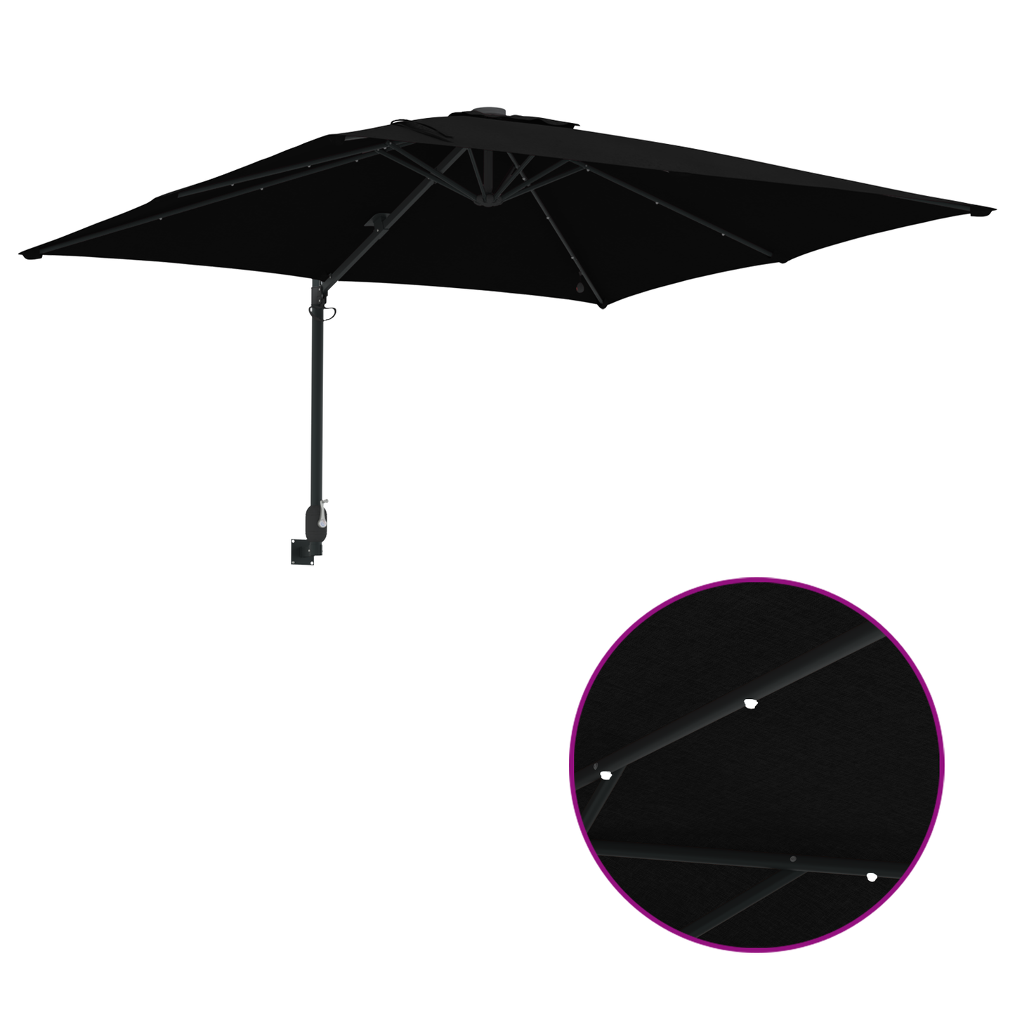 Hageparasol Svart 248,5 x 247,5 x 160 cm Polyester og stål