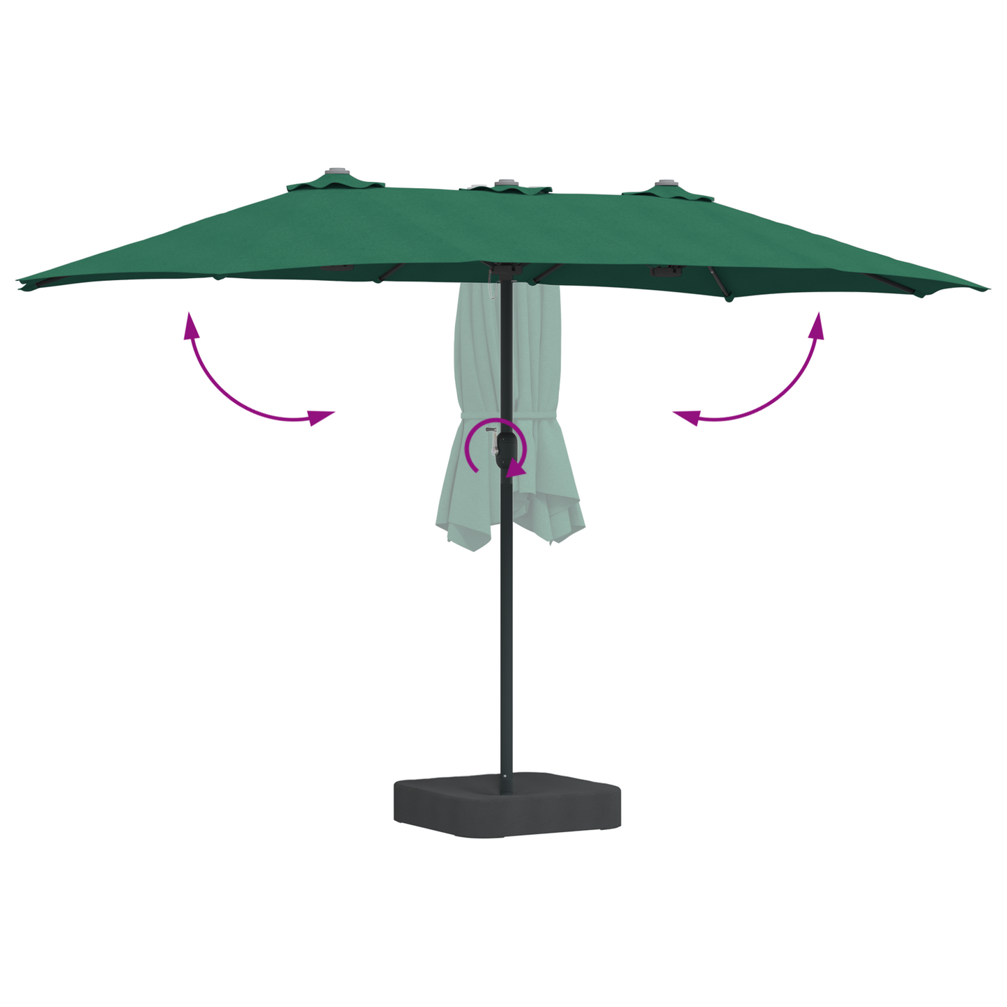 Hageparasol grønn 385 x 209 x 244 cm Polyester