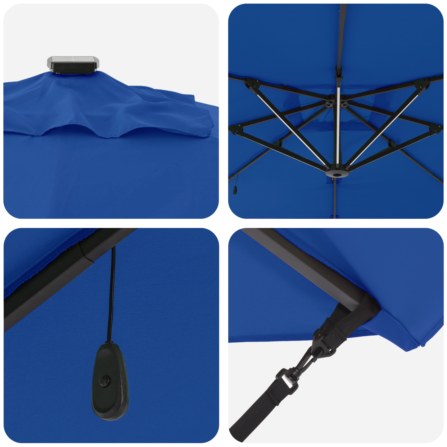 Parasoll Azure Blue 286 x 284 x 270 cm Aluminium og polyester