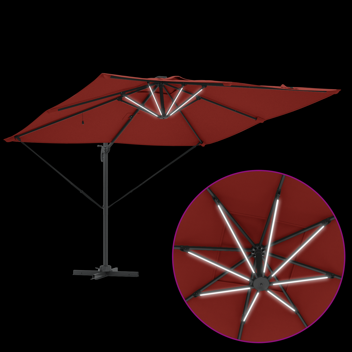 Parasoll Terrakotta 286 x 284 x 270 cm Aluminium og polyester