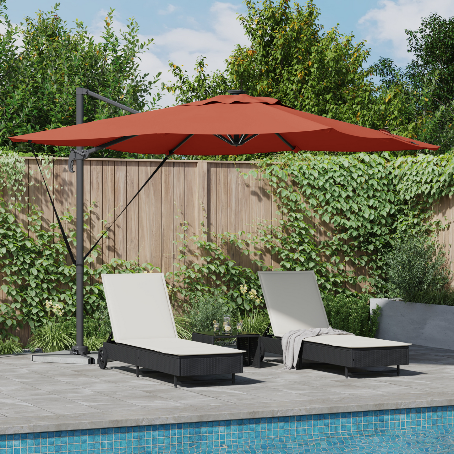 Parasoll Terrakotta 286 x 284 x 270 cm Aluminium og polyester