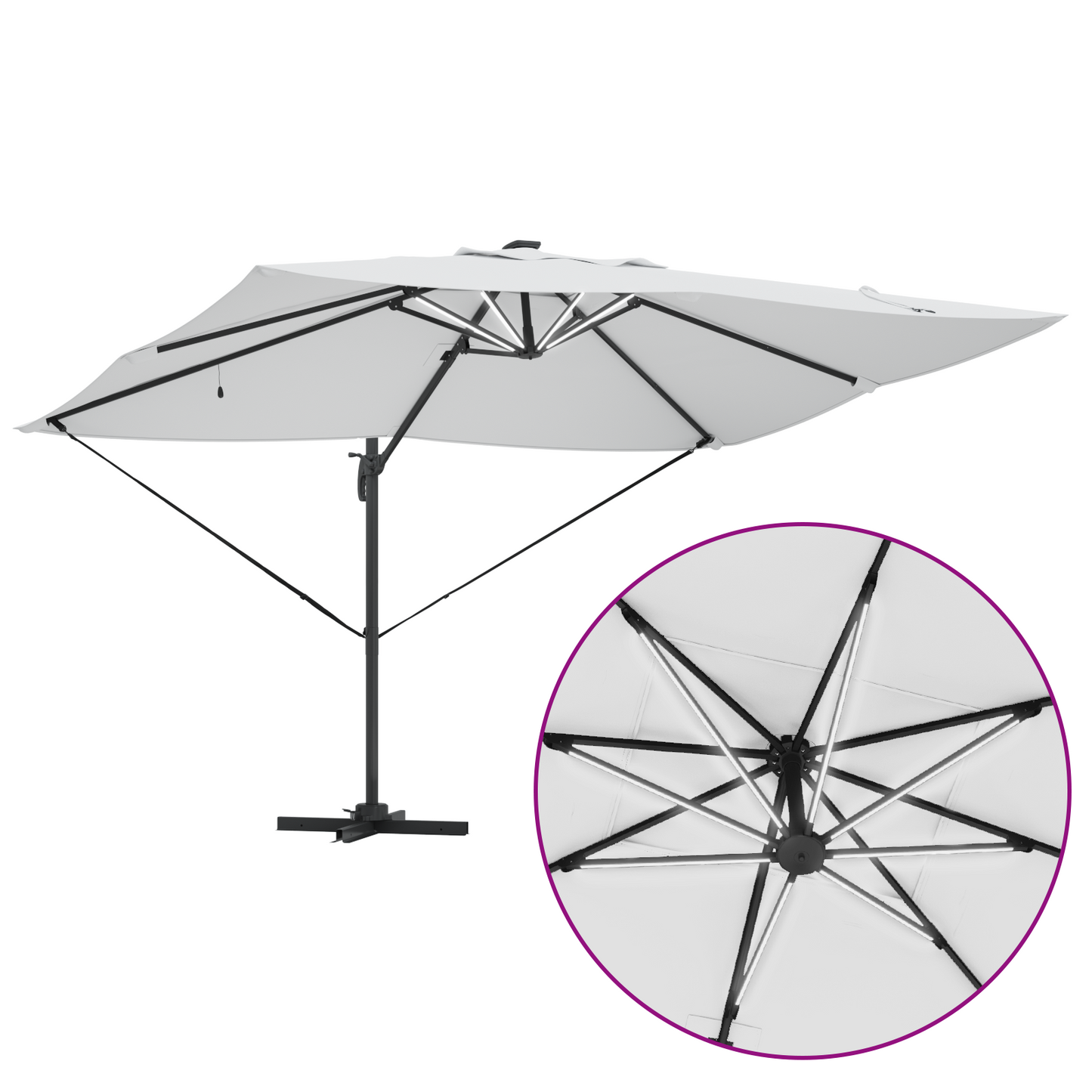 Parasoll med lås sand 352 x 251 x 265 cm Polyester og aluminium