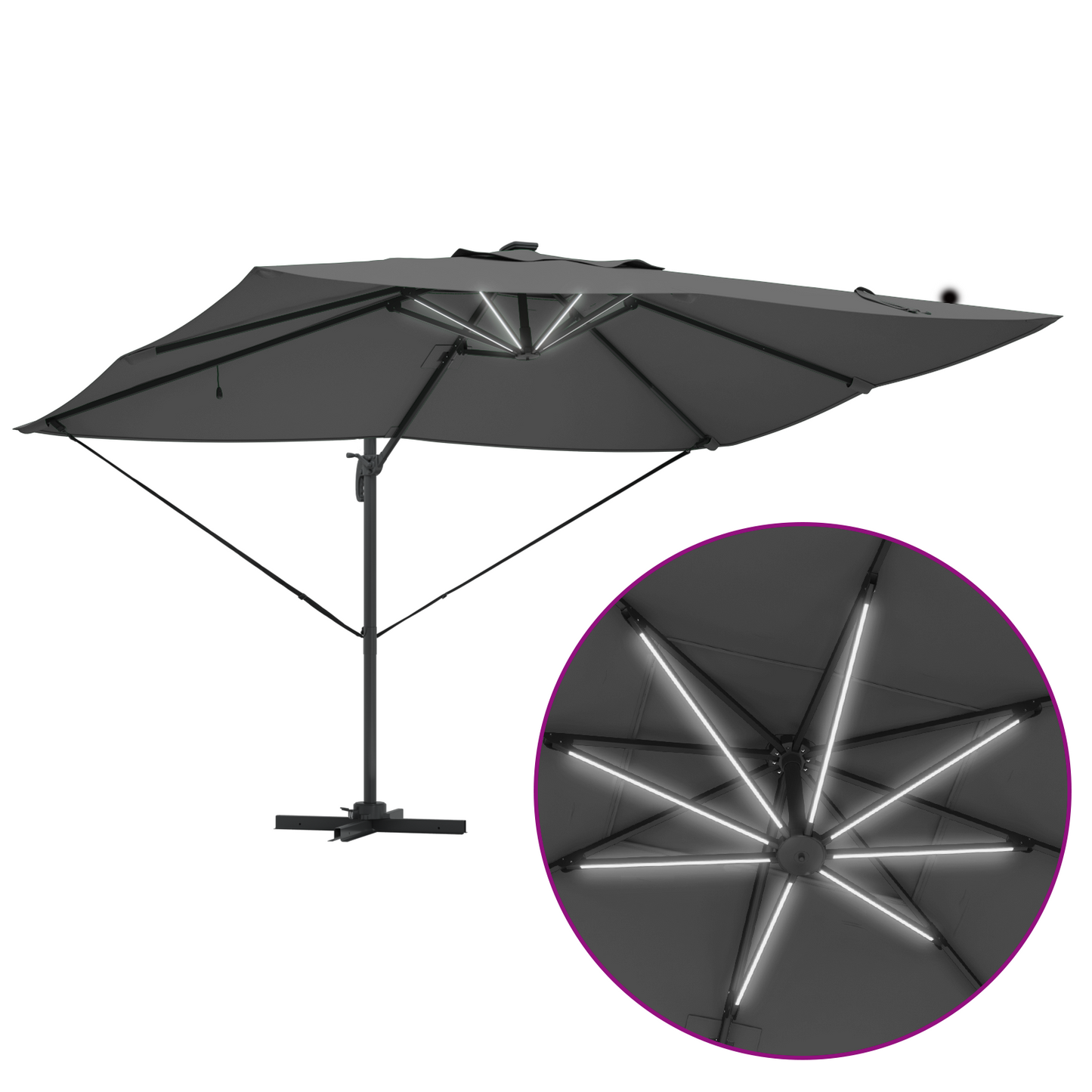 Parasoll Antrasitt 352 x 251 x 265 cm Polyester og aluminium