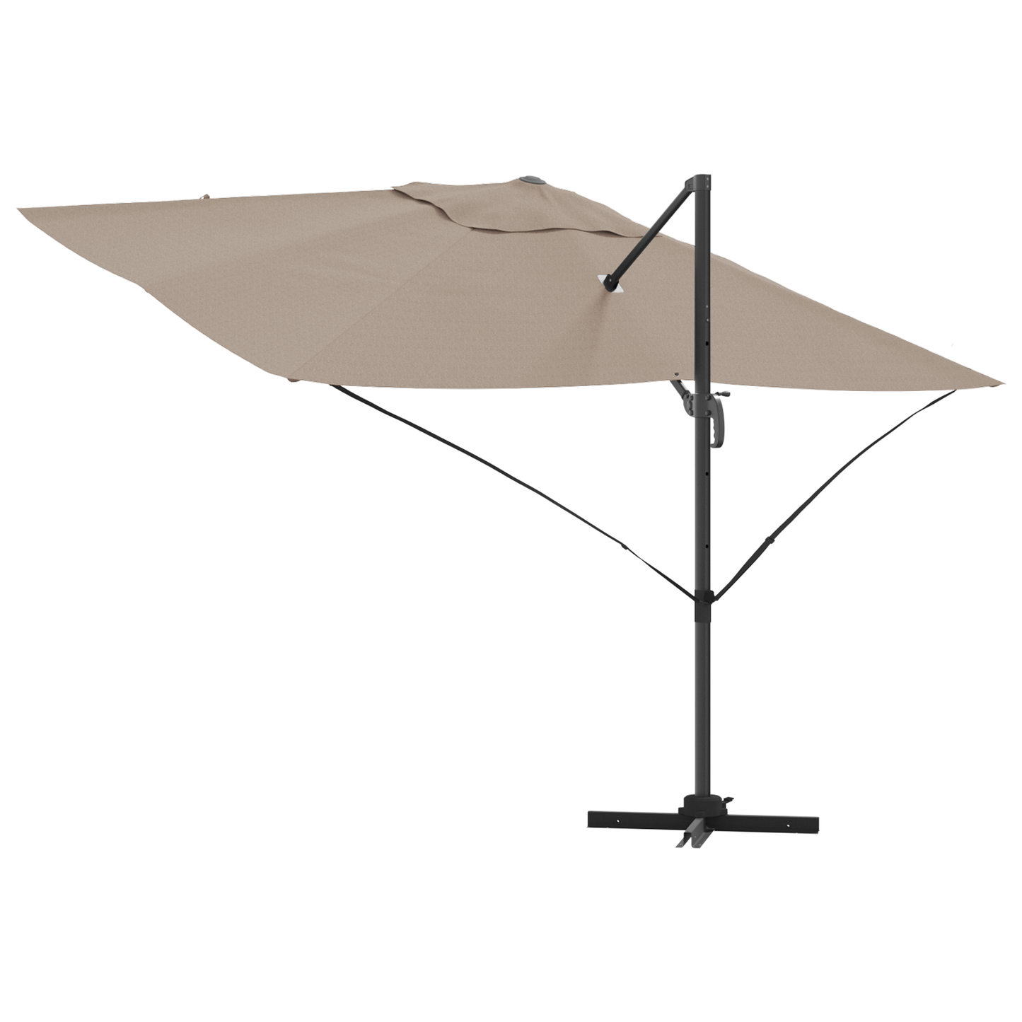 Parasoll Gråbrun 351 x 250 x 260 cm Polyester og aluminium