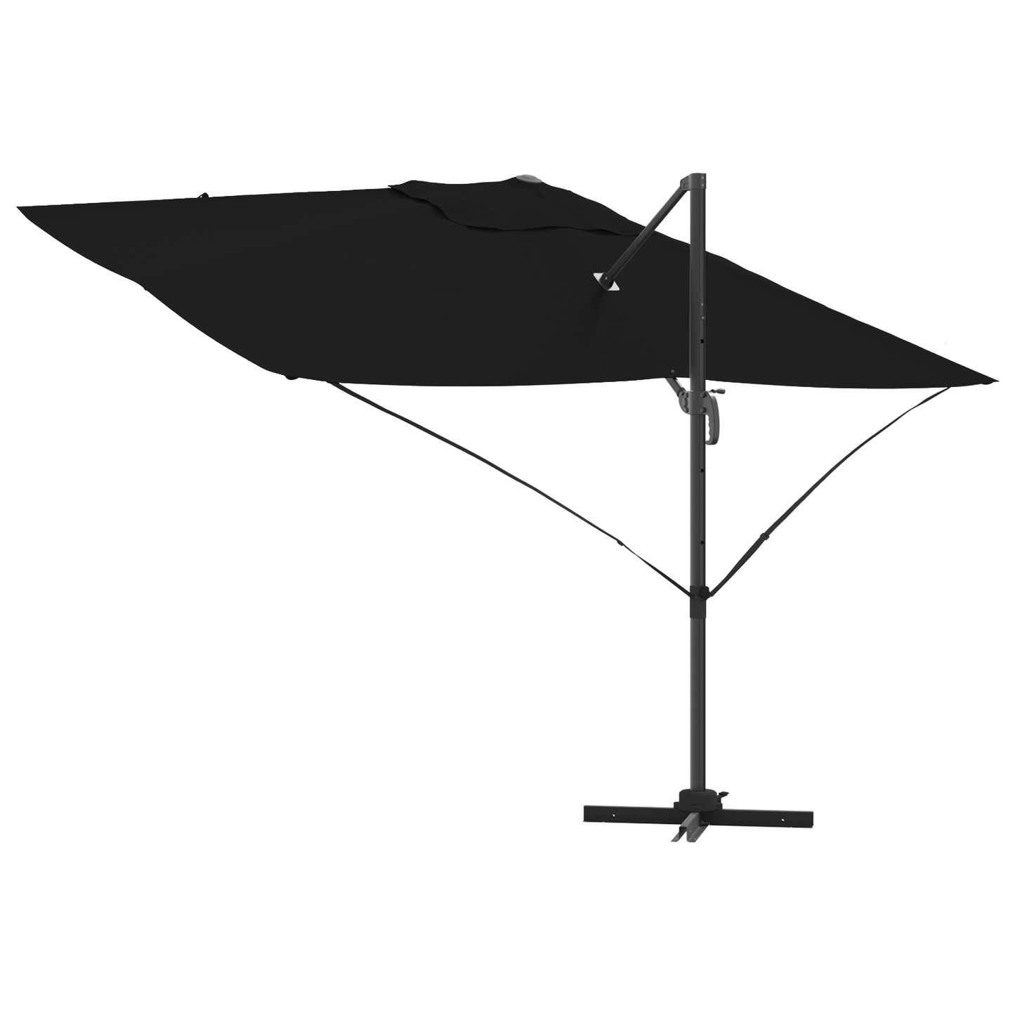 Parasoll Svart 351 x 250 x 260 cm Polyester og aluminium