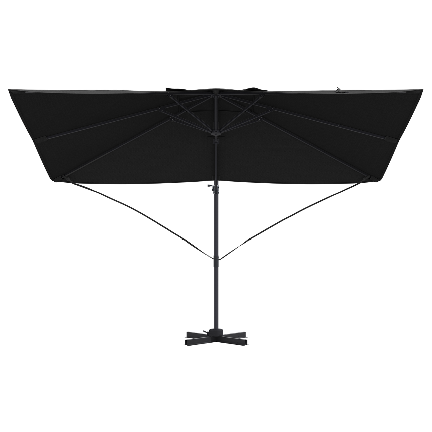Parasoll Svart 351 x 250 x 260 cm Polyester og aluminium