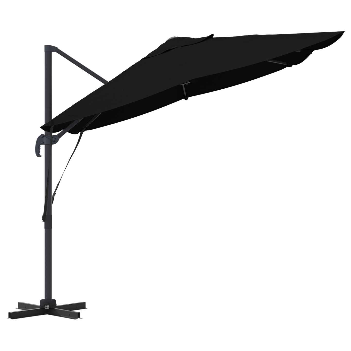 Parasoll Svart 351 x 250 x 260 cm Polyester og aluminium