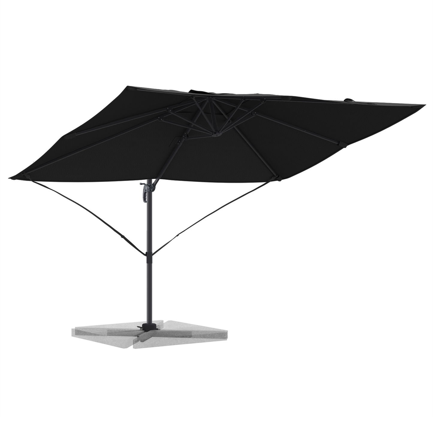 Parasoll Svart 351 x 250 x 260 cm Polyester og aluminium