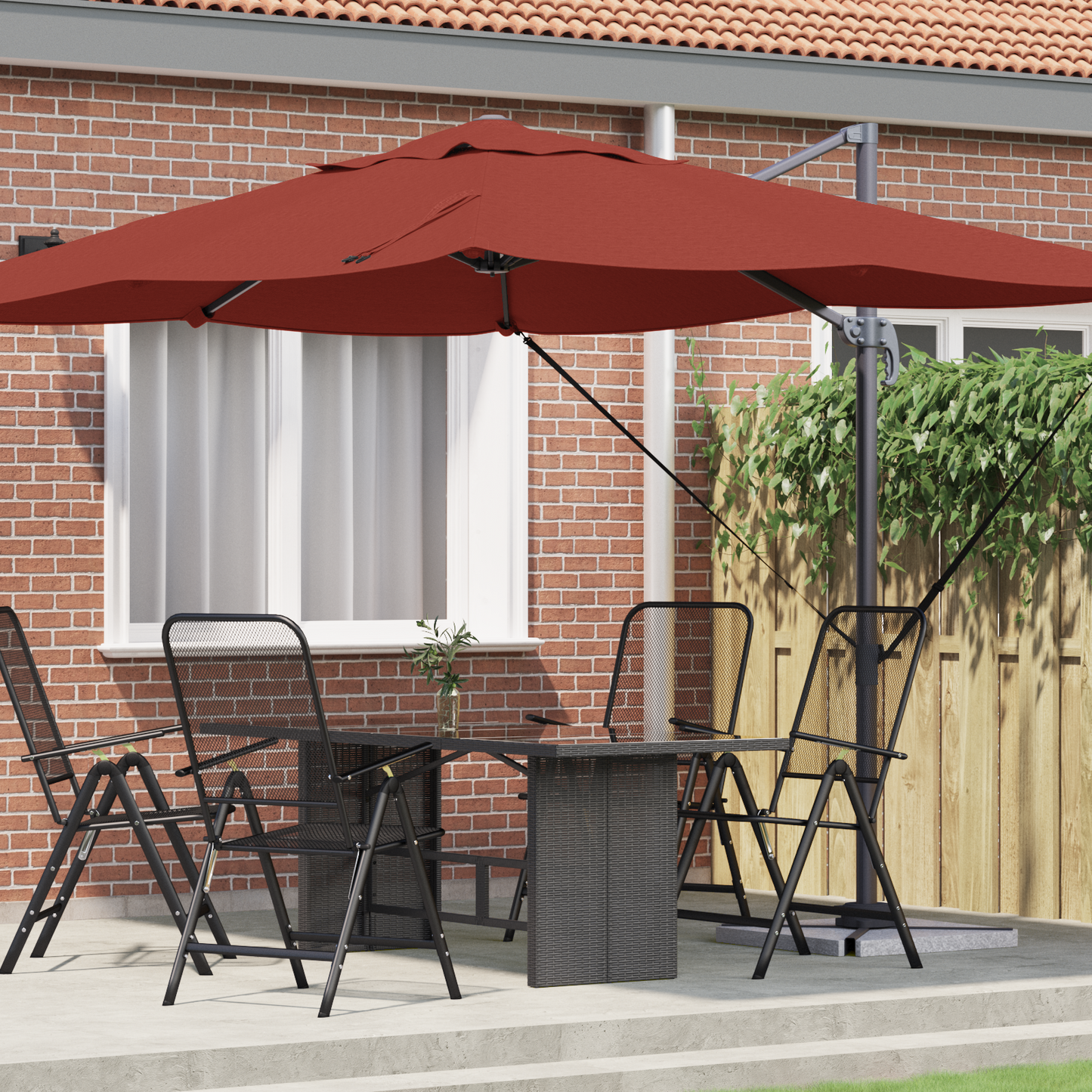 Parasoll Terrakotta 351 x 250 x 260 cm Polyester og aluminium