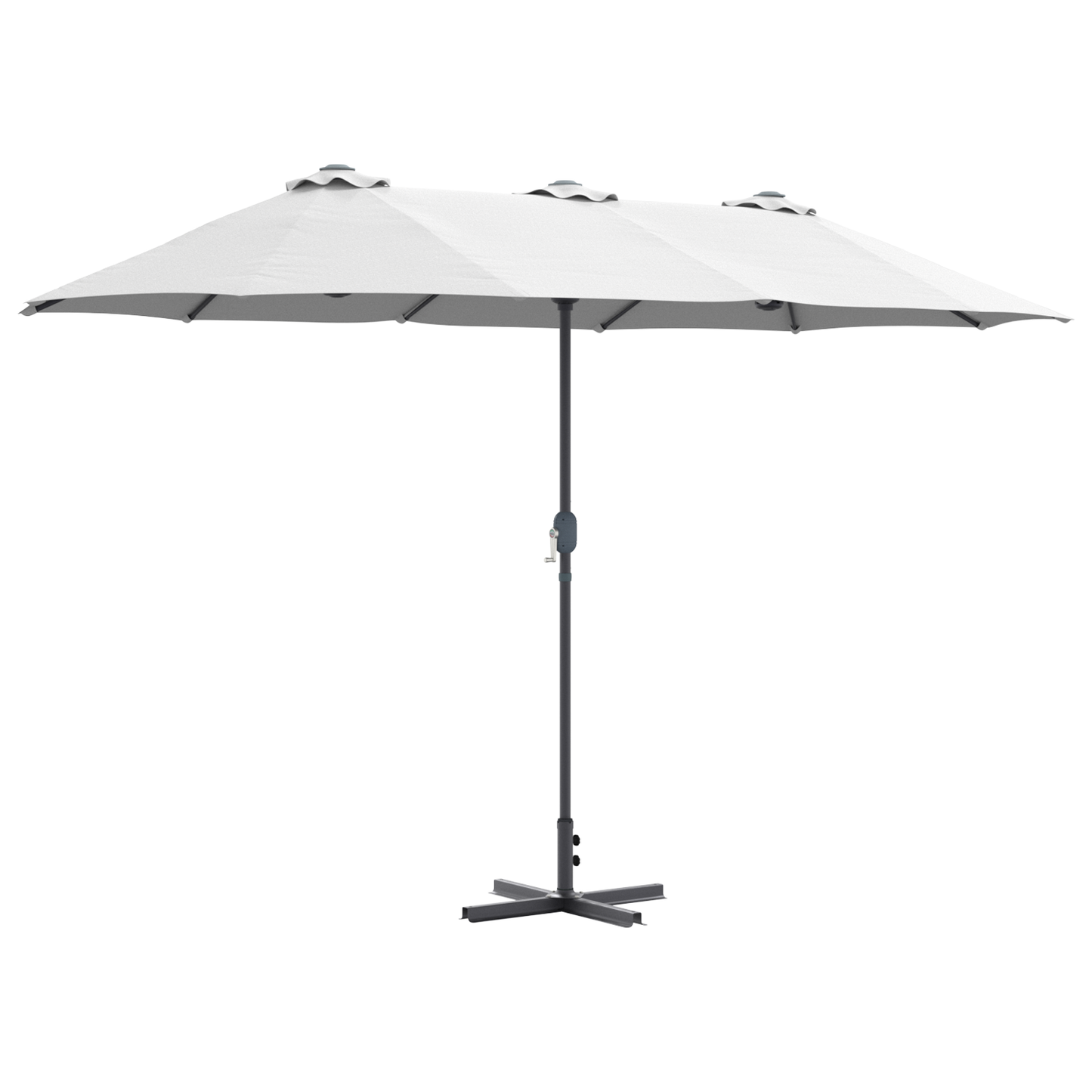 Hageparasol sand 370 x 197 x 239 cm Polyester og aluminium