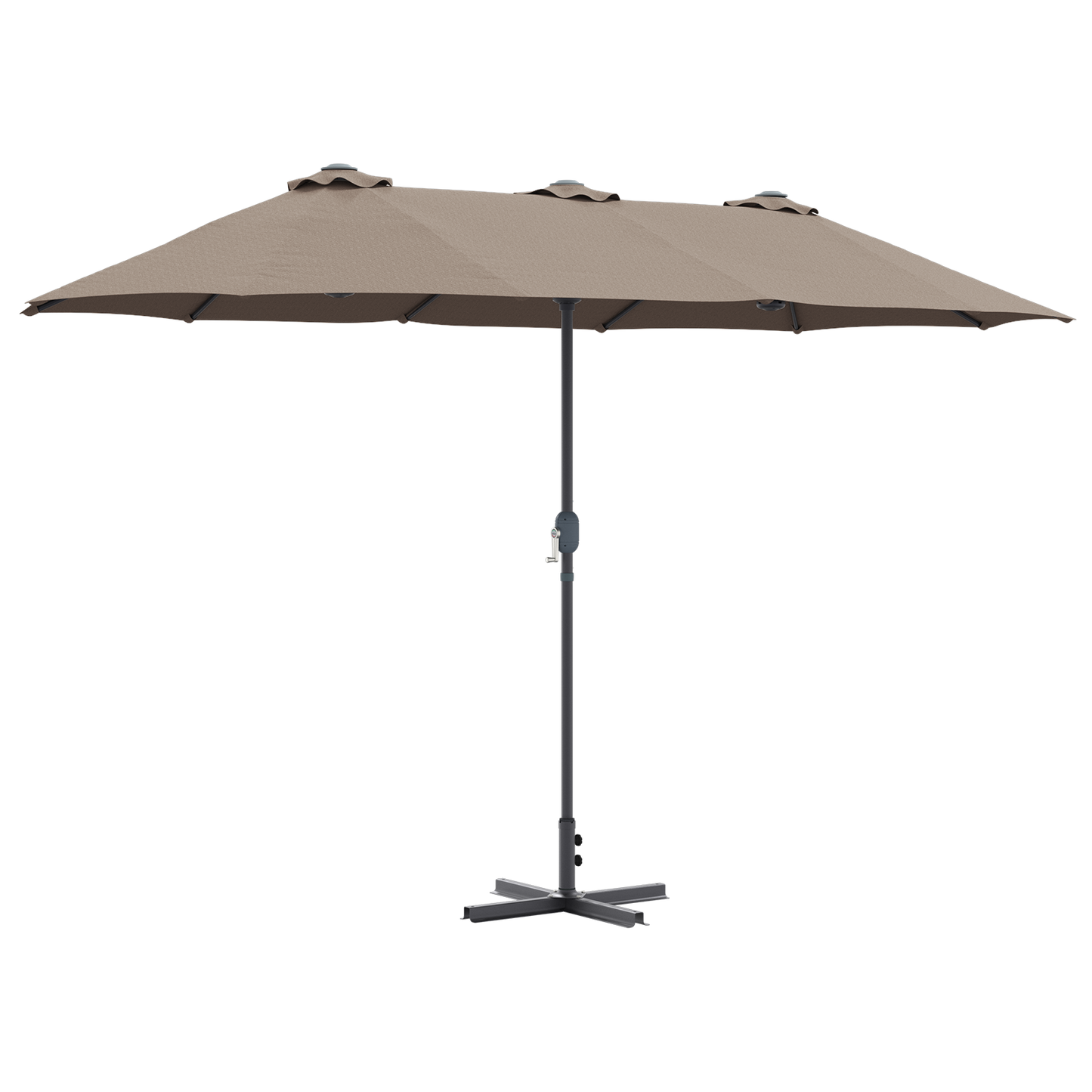 Hageparasol Gråbrun 370 x 197 x 239 cm Polyester og aluminium