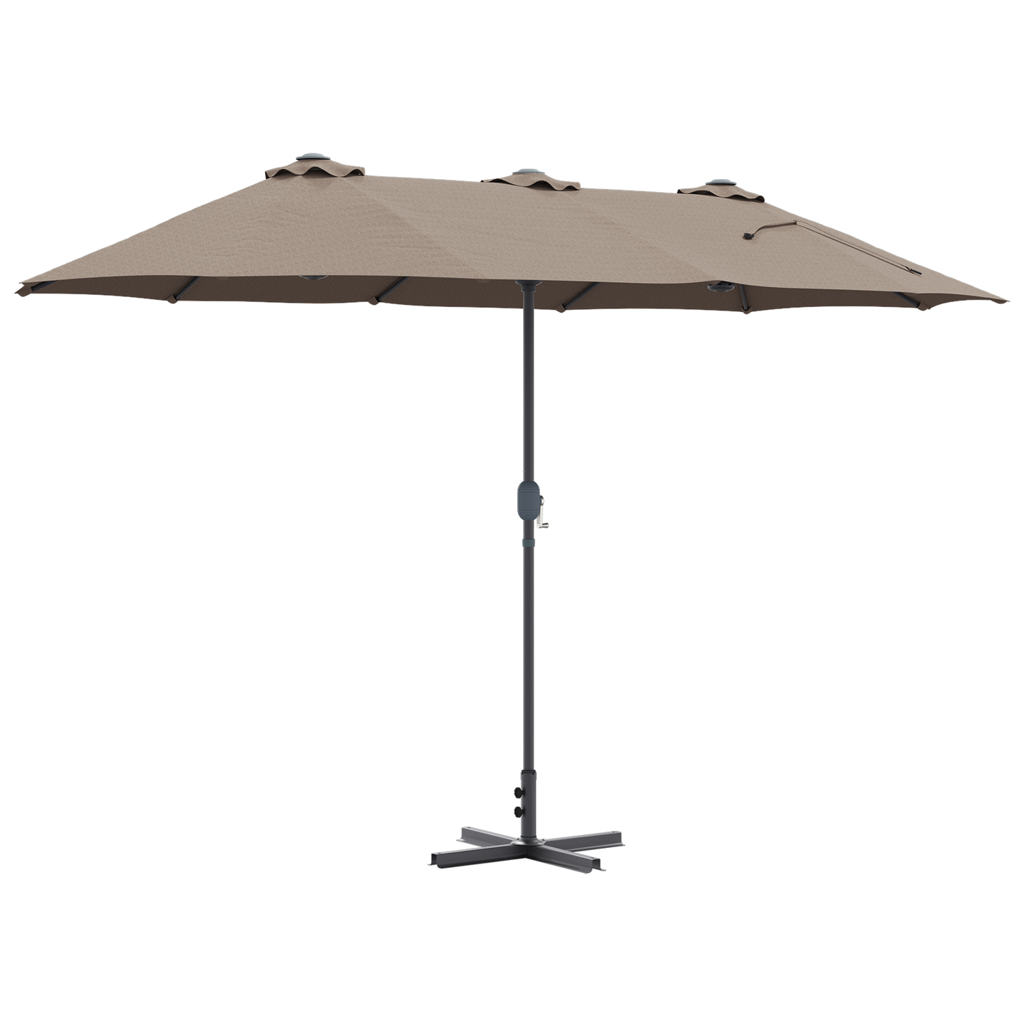 Hageparasol Gråbrun 370 x 197 x 239 cm Polyester og aluminium