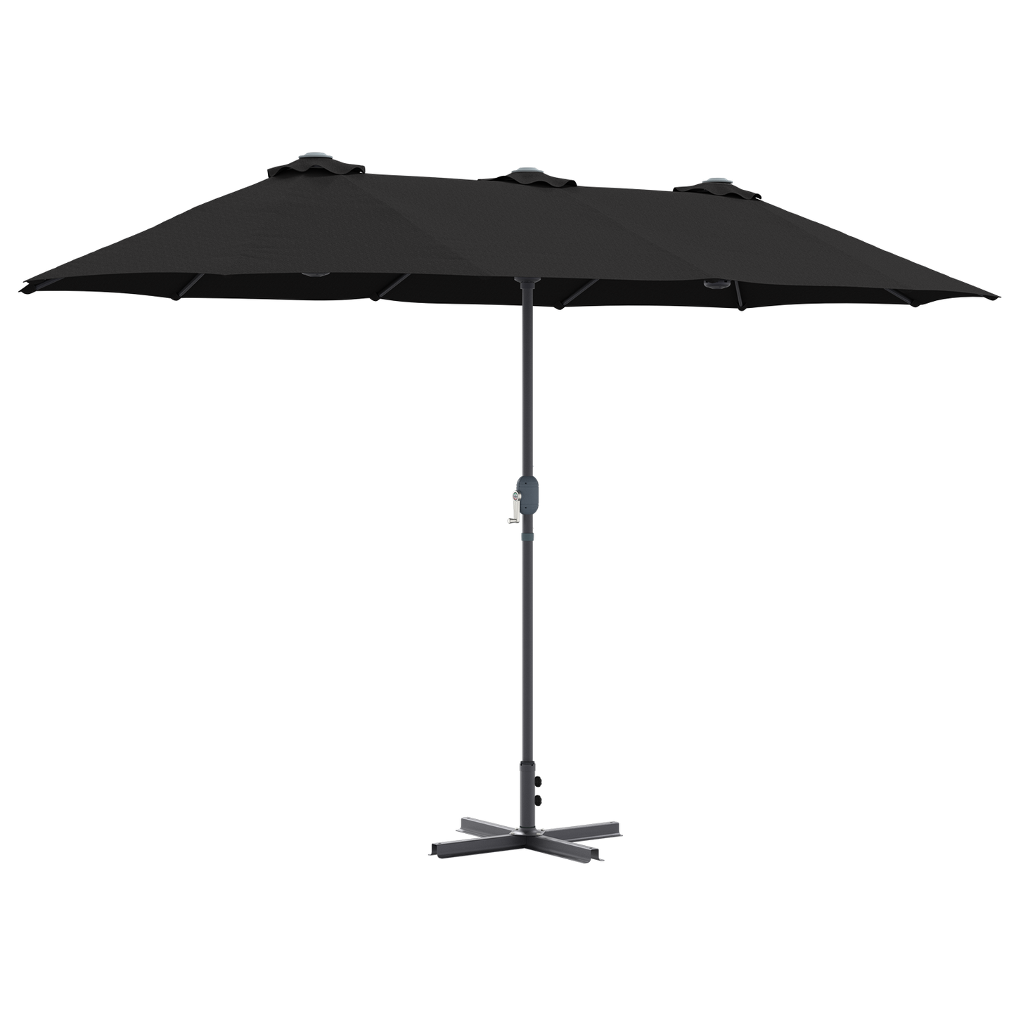 Hageparasol Svart 370 x 197 x 239 cm Polyester og aluminium