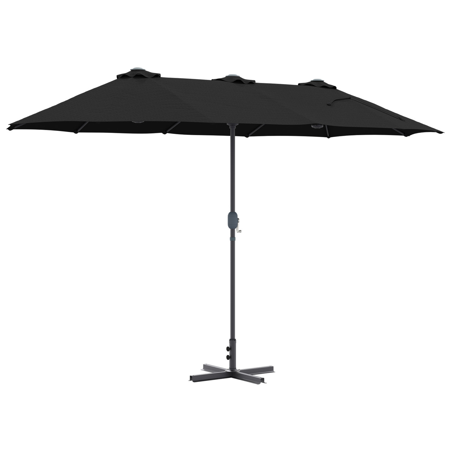 Hageparasol Svart 370 x 197 x 239 cm Polyester og aluminium
