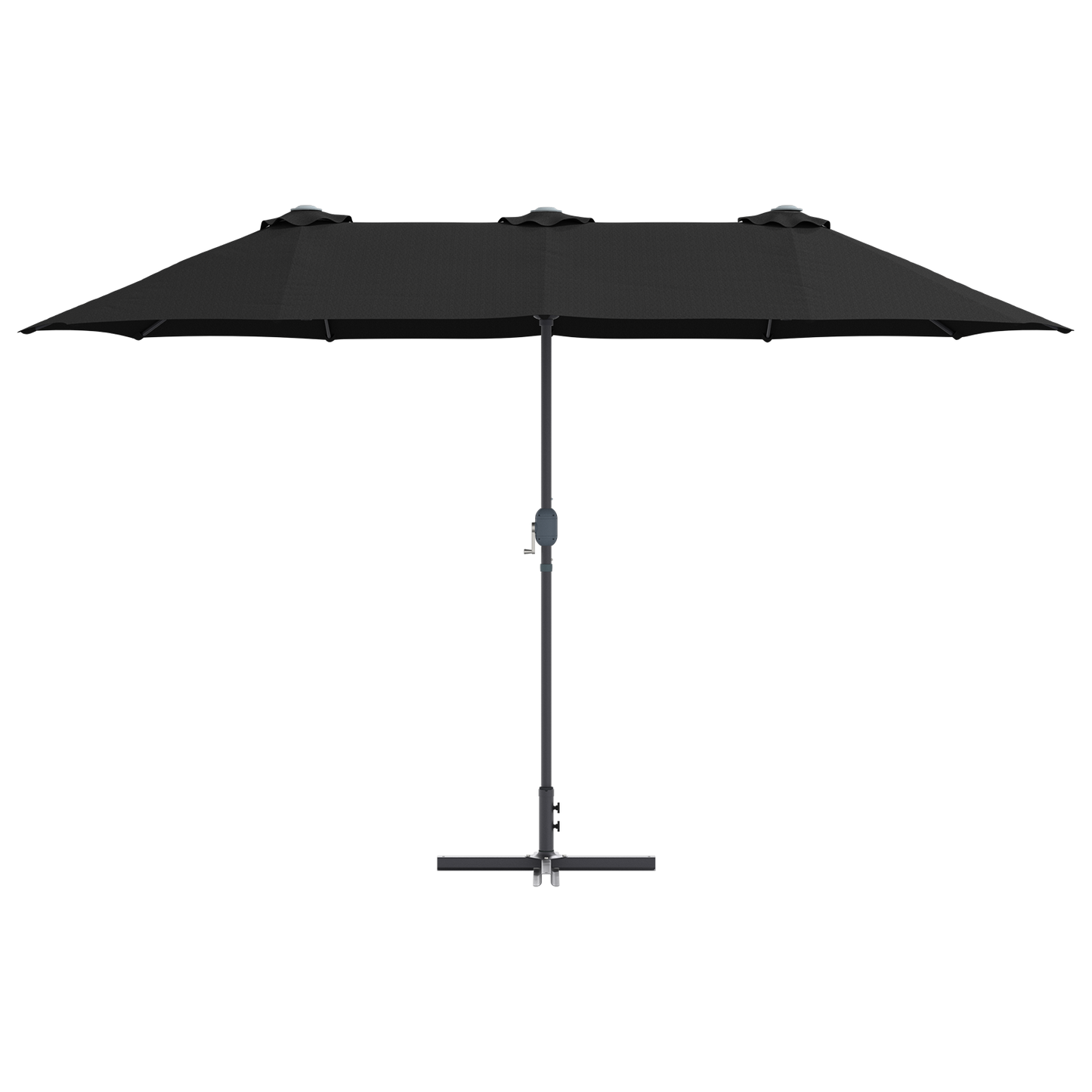 Hageparasol Svart 370 x 197 x 239 cm Polyester og aluminium
