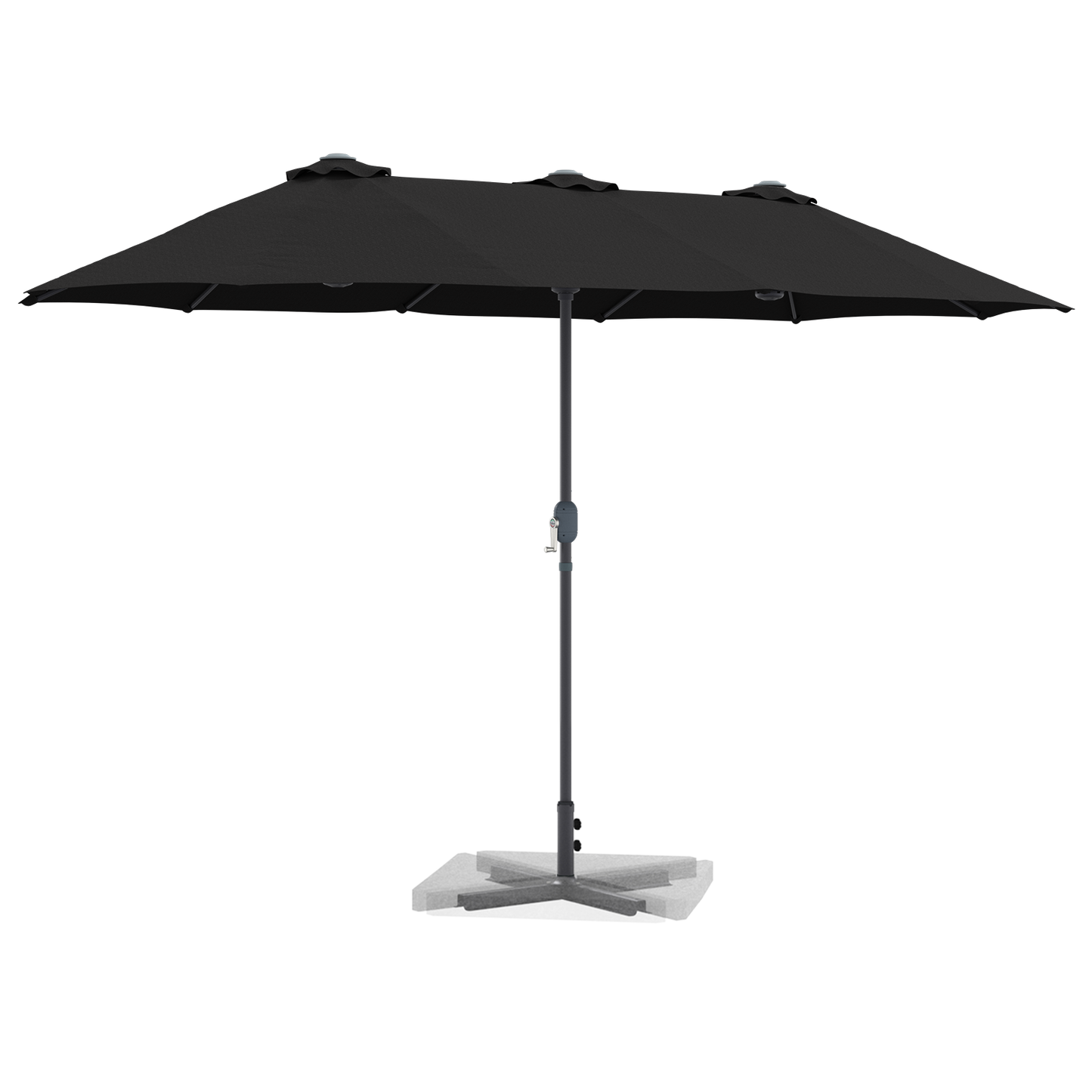 Hageparasol Svart 370 x 197 x 239 cm Polyester og aluminium