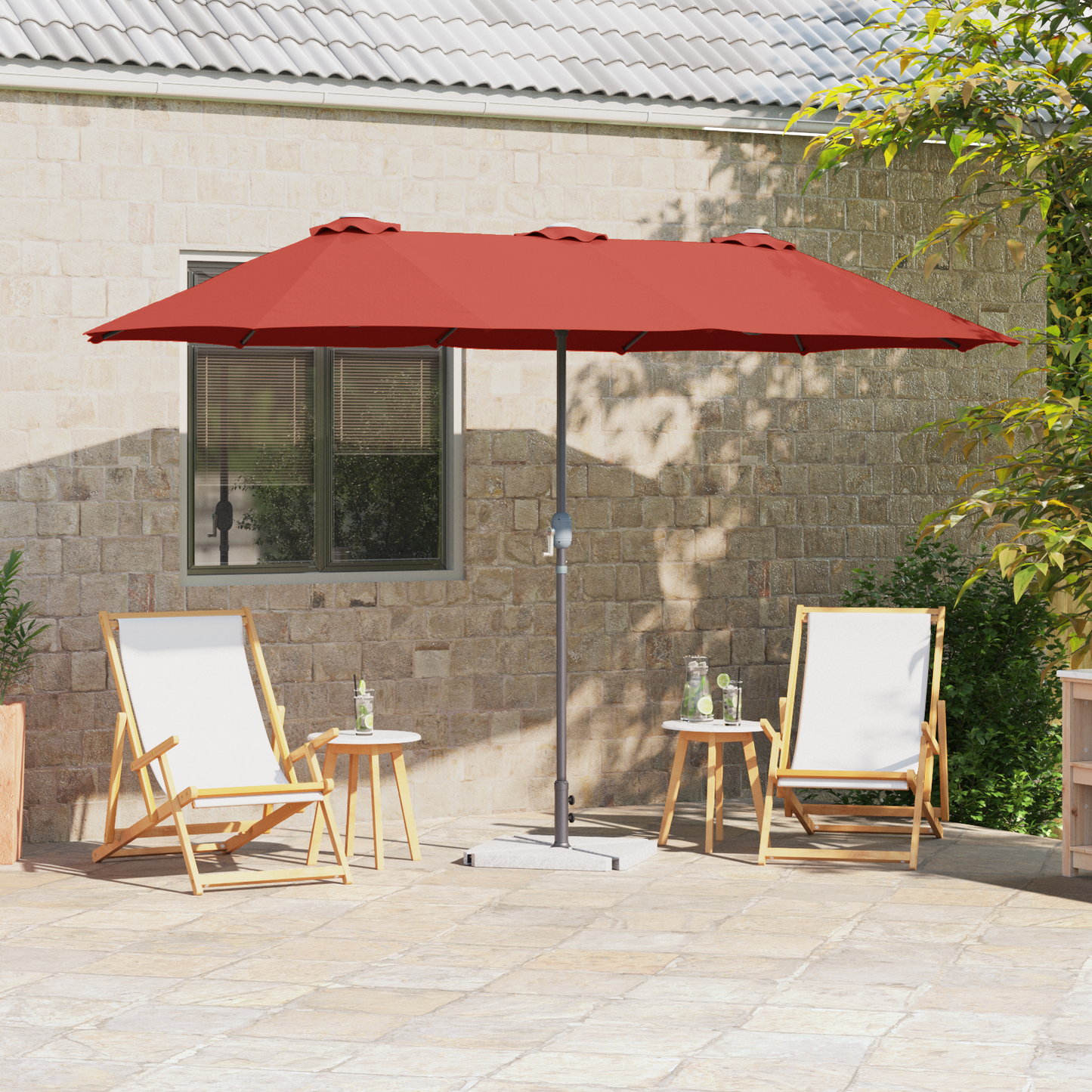 Hageparasol Terrakotta 370 x 197 x 239 cm