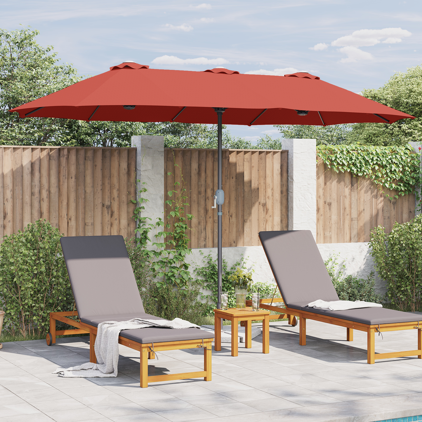 Hageparasol Terrakotta 370 x 197 x 239 cm