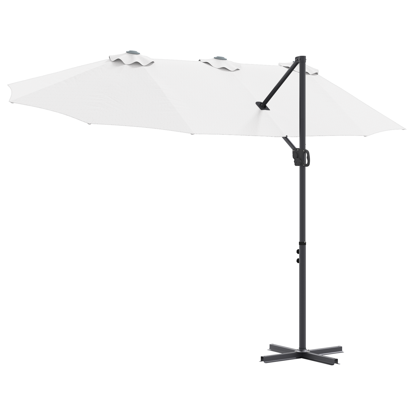 Parasoll sand 372 x 198 x 243 cm Polyester og aluminium