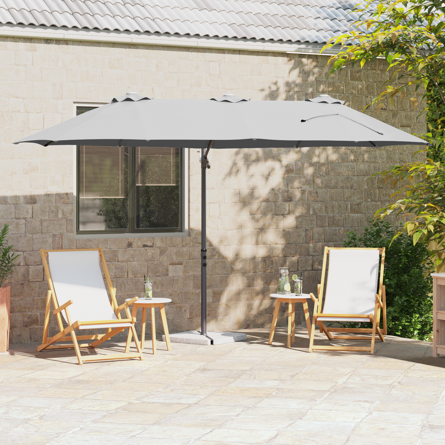 Parasoll sand 372 x 198 x 243 cm Polyester og aluminium