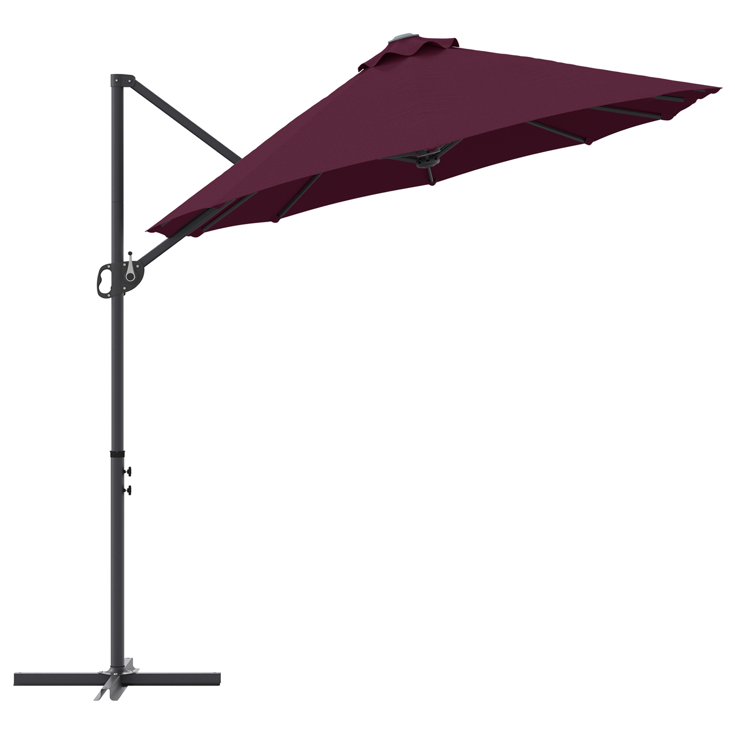Parasoll Bordeaux Rød 372 x 198 x 243 cm Polyester og aluminium