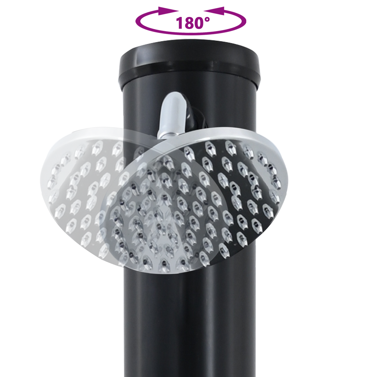 Utendørs Soldusj Svart 217 cm PVC og Aluminium