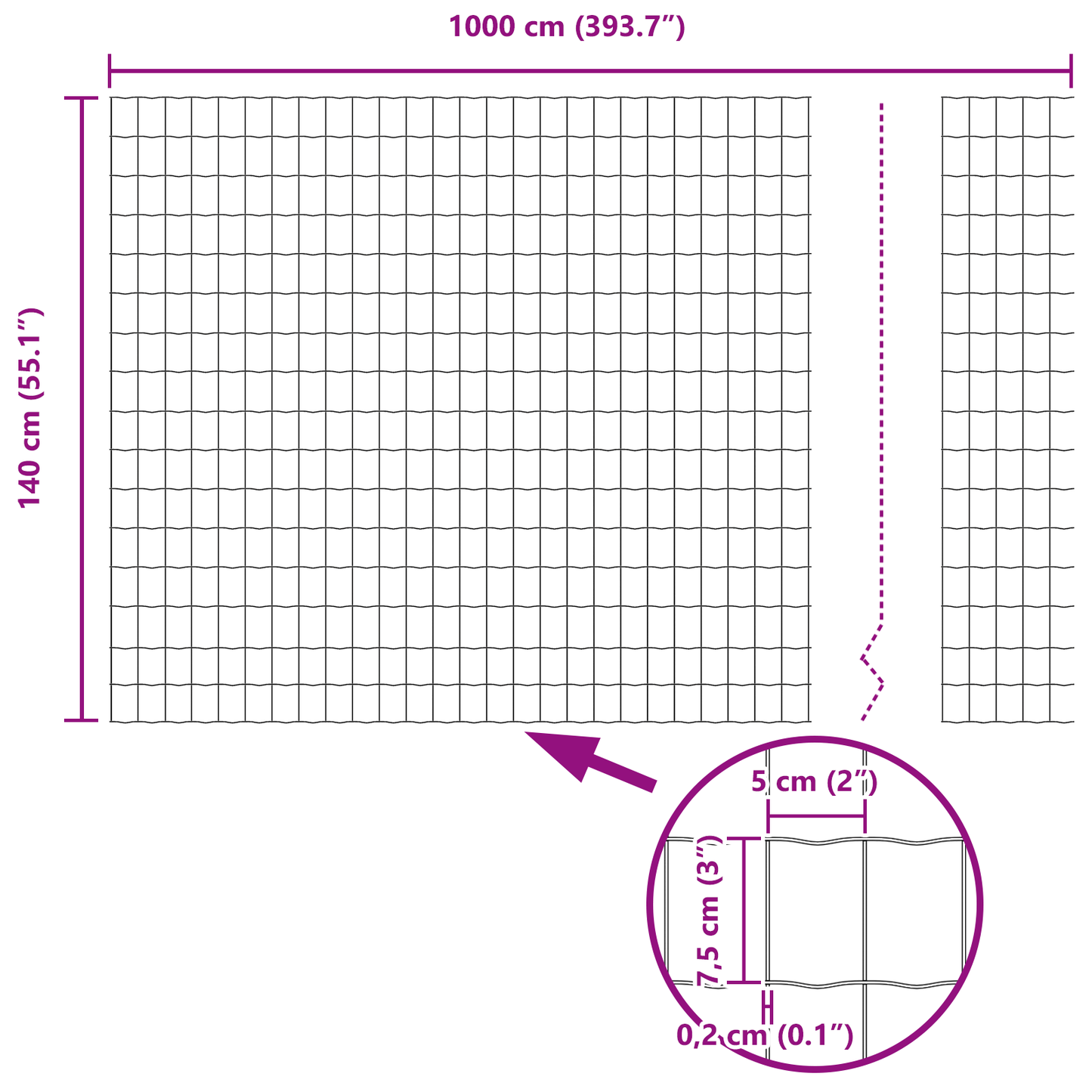 Euro gjerde grønn 1,4 x 10 m PVC-belagt jern