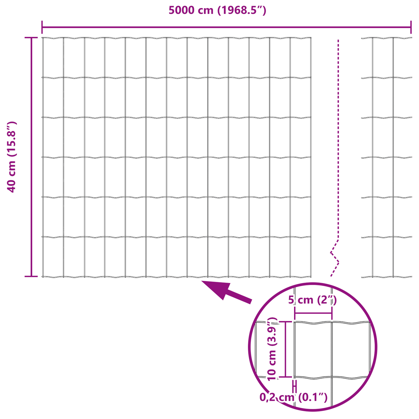 Euro gjerde grønn 0,4 x 50 m PVC-belagt jern