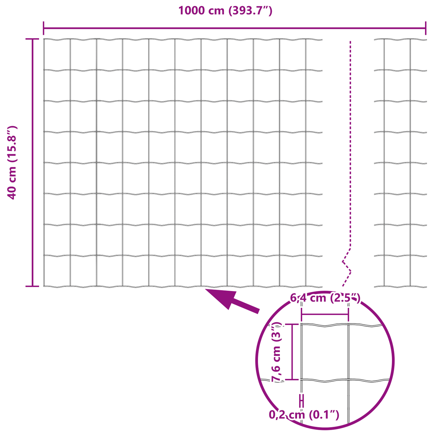 Euro gjerde grønn 0,4 x 10 m PVC-belagt jern