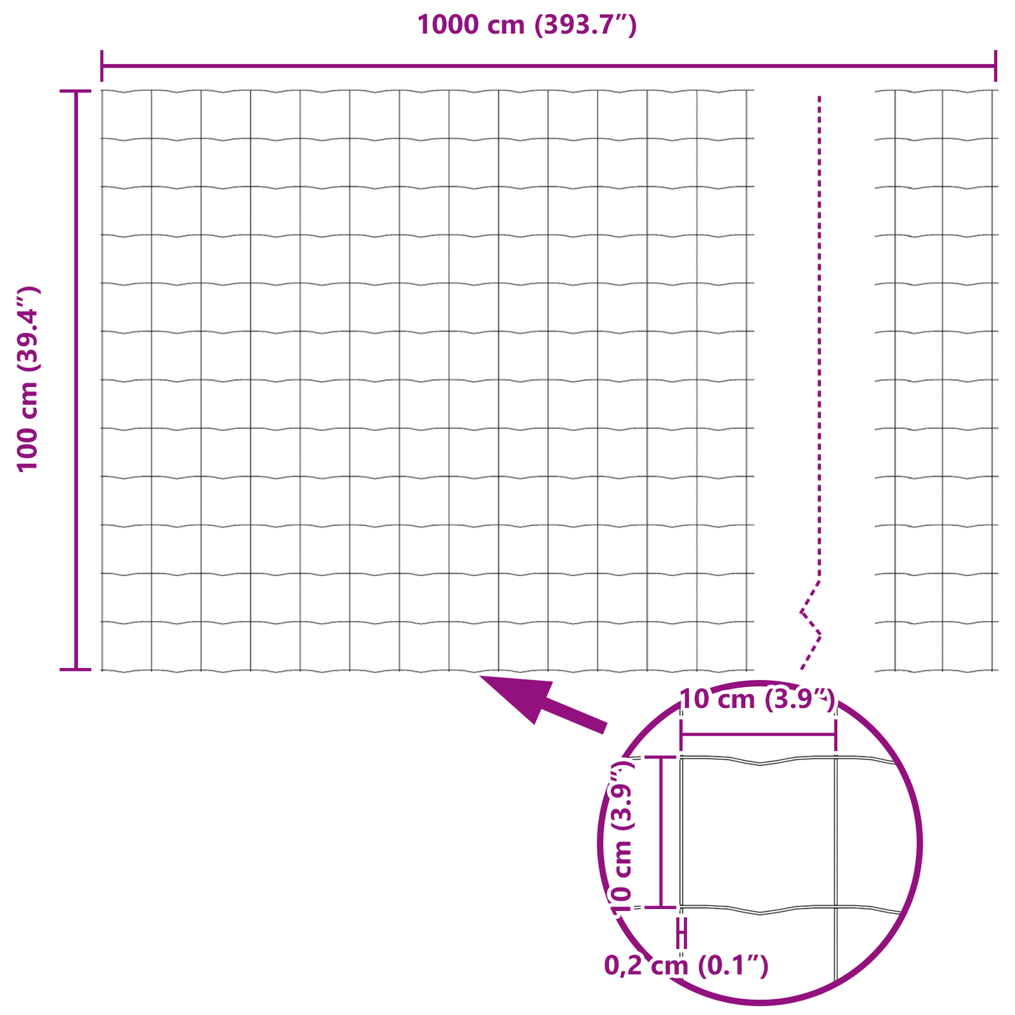 Euro gjerde 1 x 10 m PVC-belagt jern
