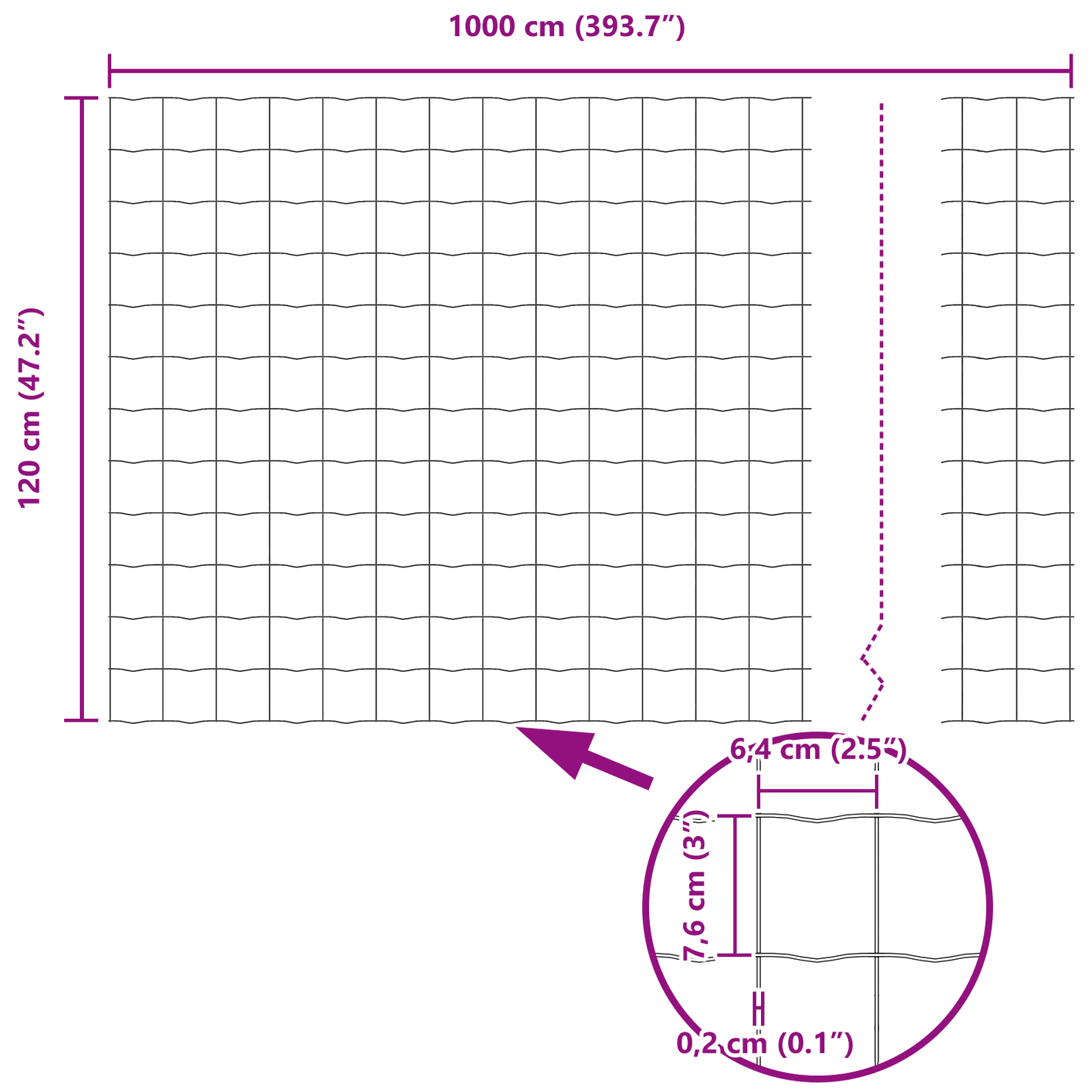 Euro gjerde 1,2 x 10 m PVC-belagt jern