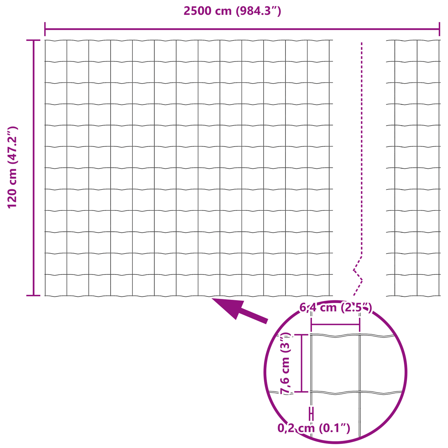 Euro gjerde 1,2 x 25 m PVC-belagt jern