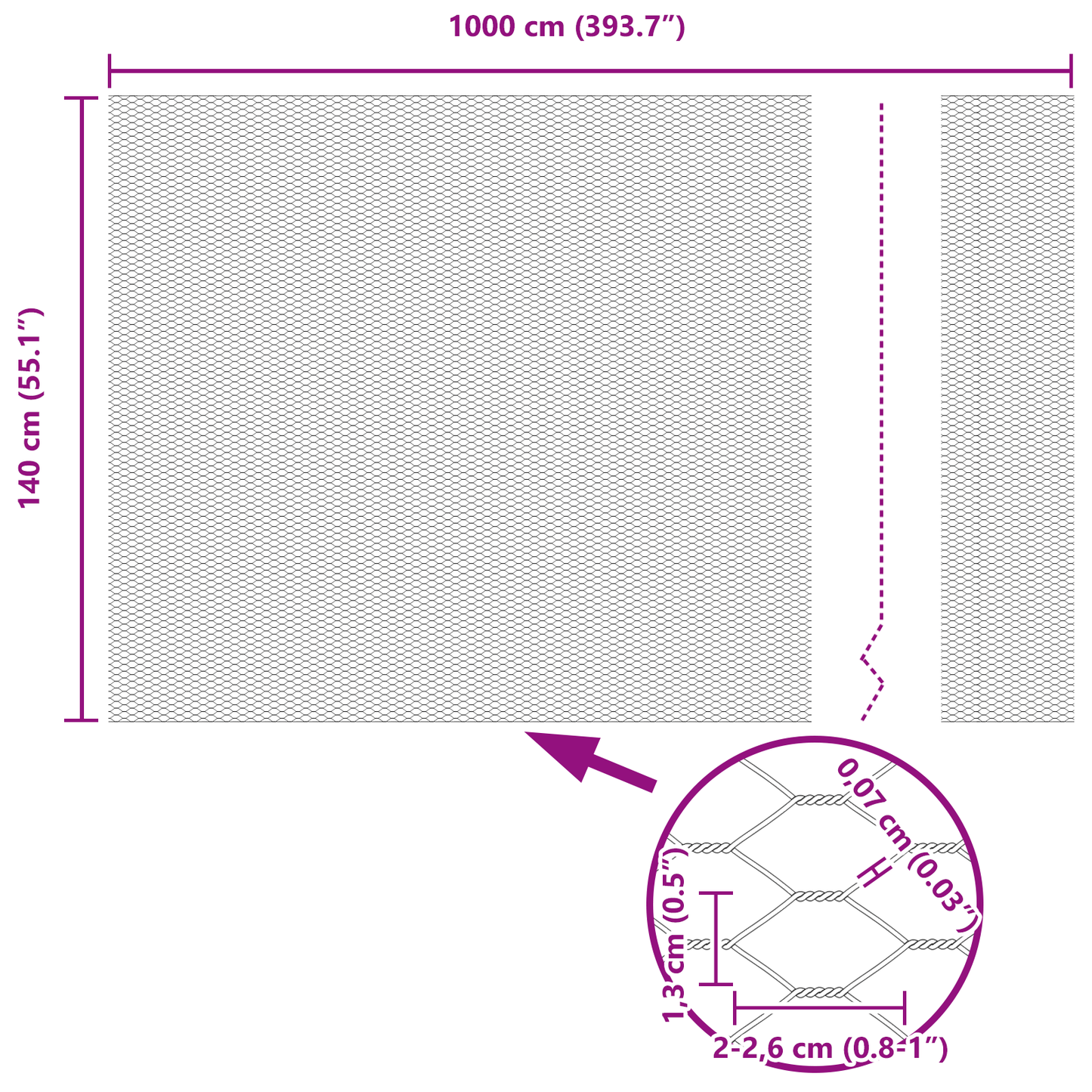 Sekskantet gjerde grønn 1,4 x 10 m PVC