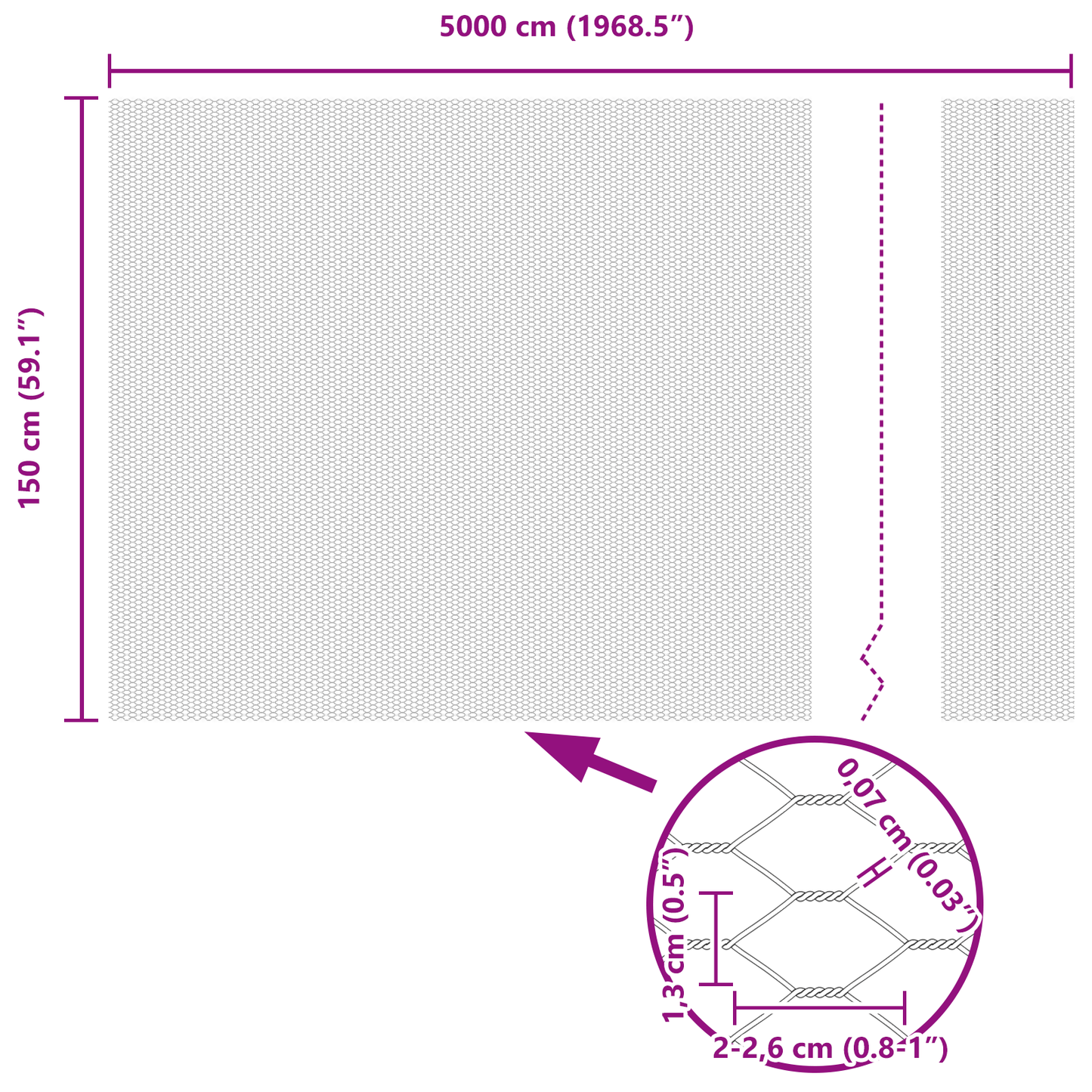 Sekskantet gjerde Grå 1,5 x 50 m PVC