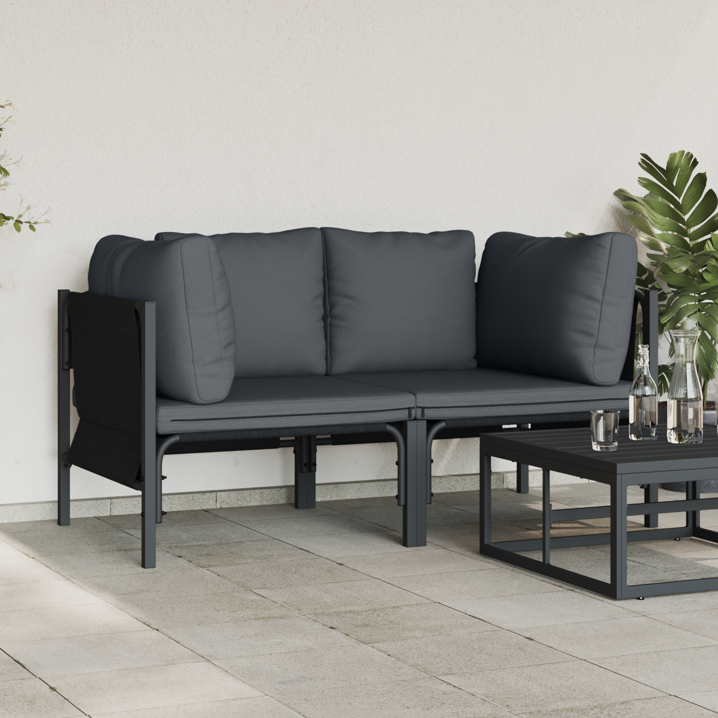 Utendørs Møbler med pute 2 Stk Antrasitt 80 x 80 x 71 cm Stål