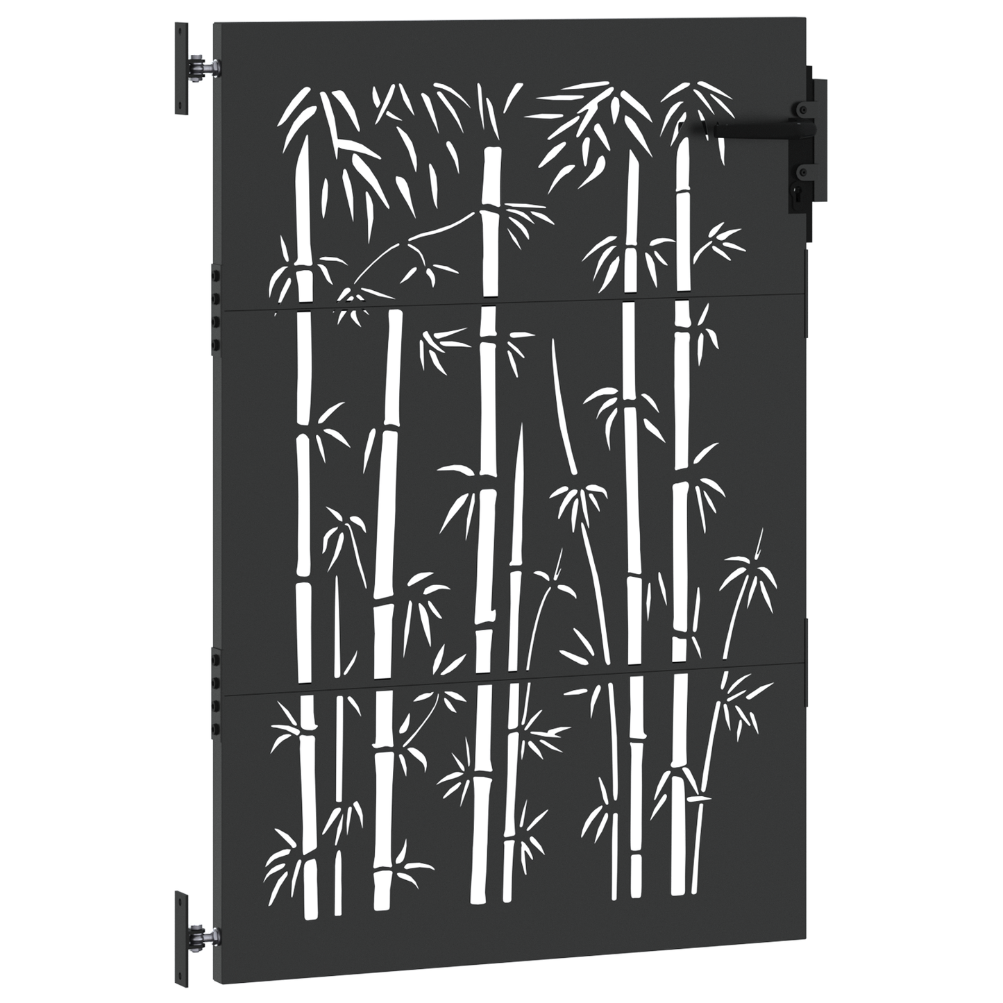 Hageport med lås Svart 85 x 125 cm Pulverlakkert stål