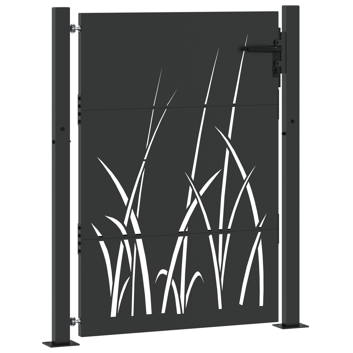 Hageport med lås Svart 110 x 130 cm Pulverlakkert stål