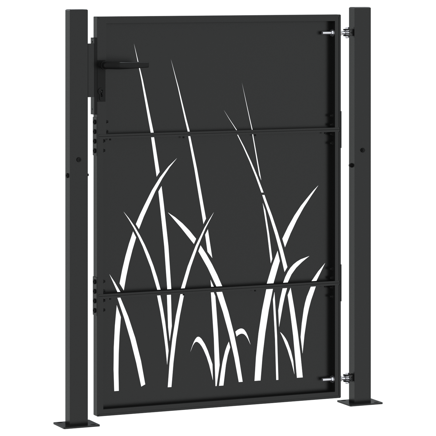 Hageport med lås Svart 110 x 130 cm Pulverlakkert stål