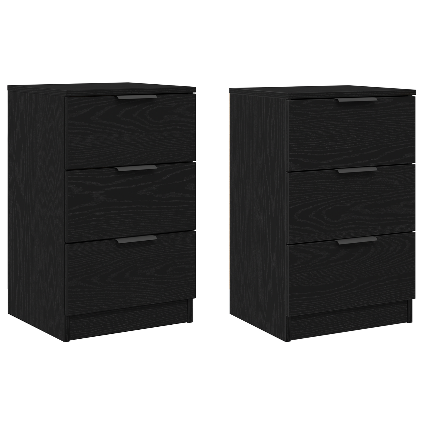 Nattbordskap 2 pcs Svart Eik 40 x 65 x 65 cm Konstruert tre